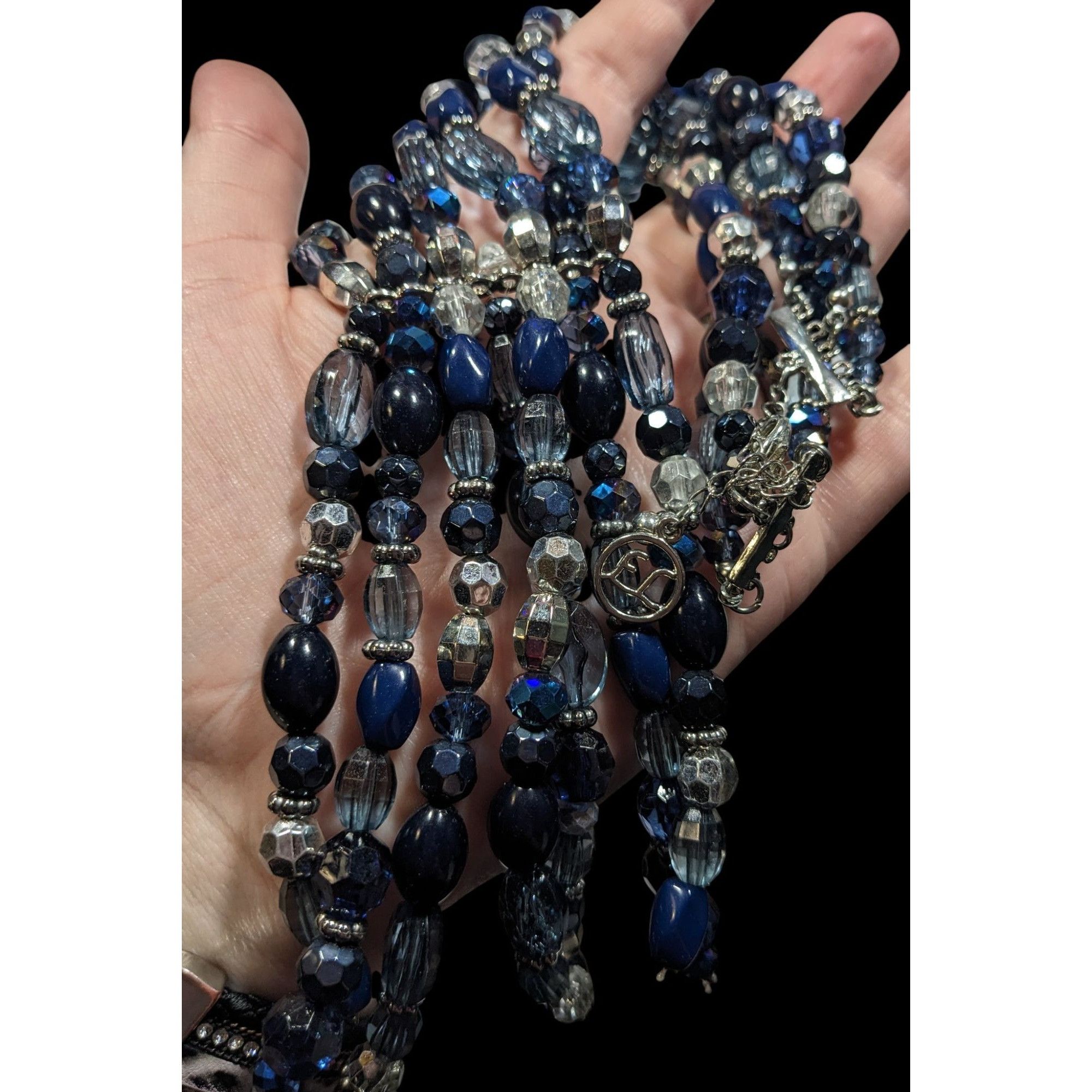 Other Erica Lyons Blue And Silver Tone Beaded Statement Necklace Size ONE SIZE - 4 Thumbnail