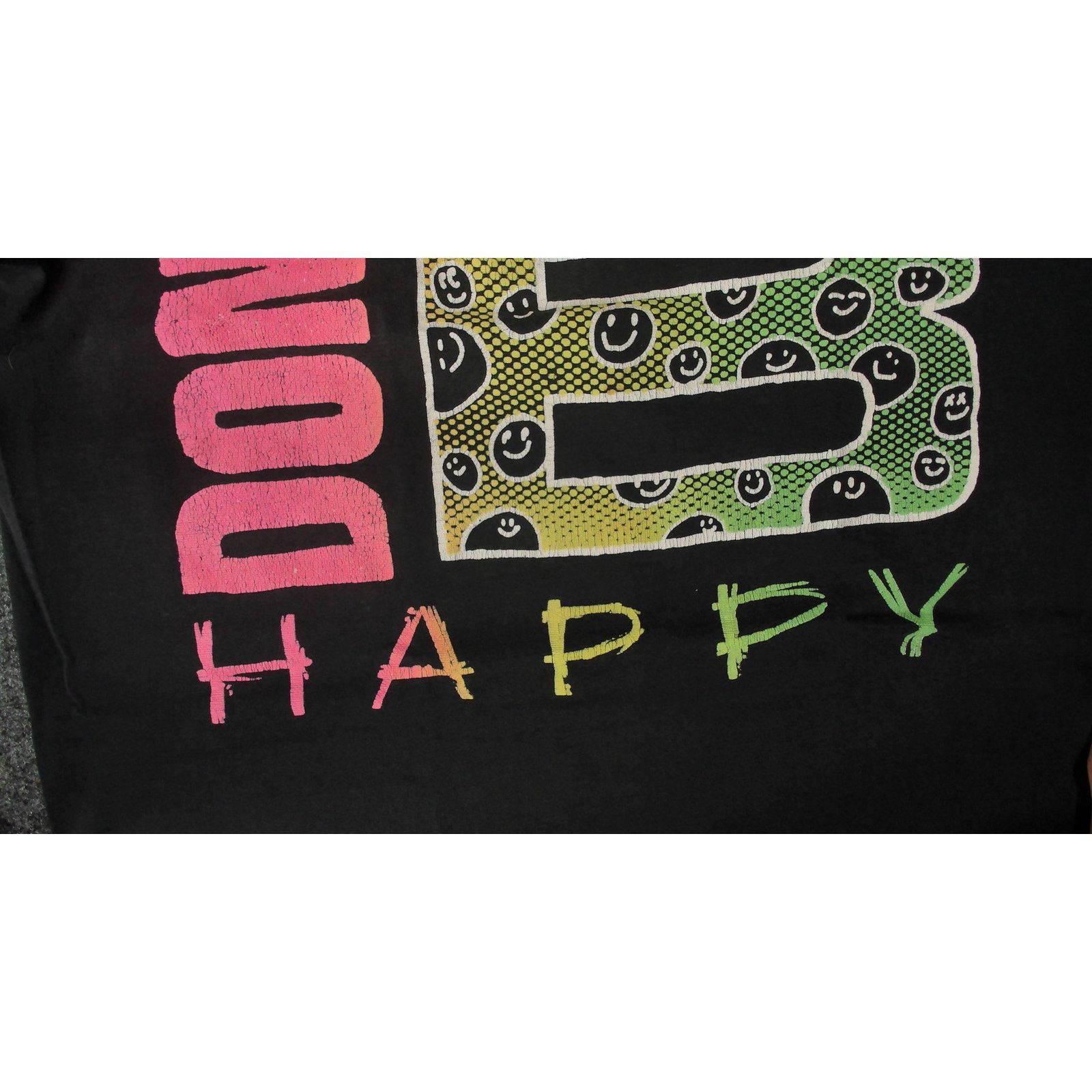 Vintage 90s Dont Worry B Happy Neon Smiley Single Stitch Tee XL Size US XL / EU 56 / 4 - 7 Thumbnail