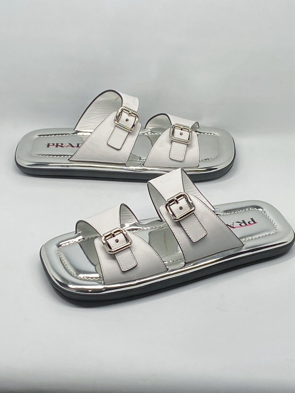 Prada Prada Double Buckle Sandal With Metallic Soles size 39.5 Size US 9.5 / IT 39.5 - 1 Thumbnail