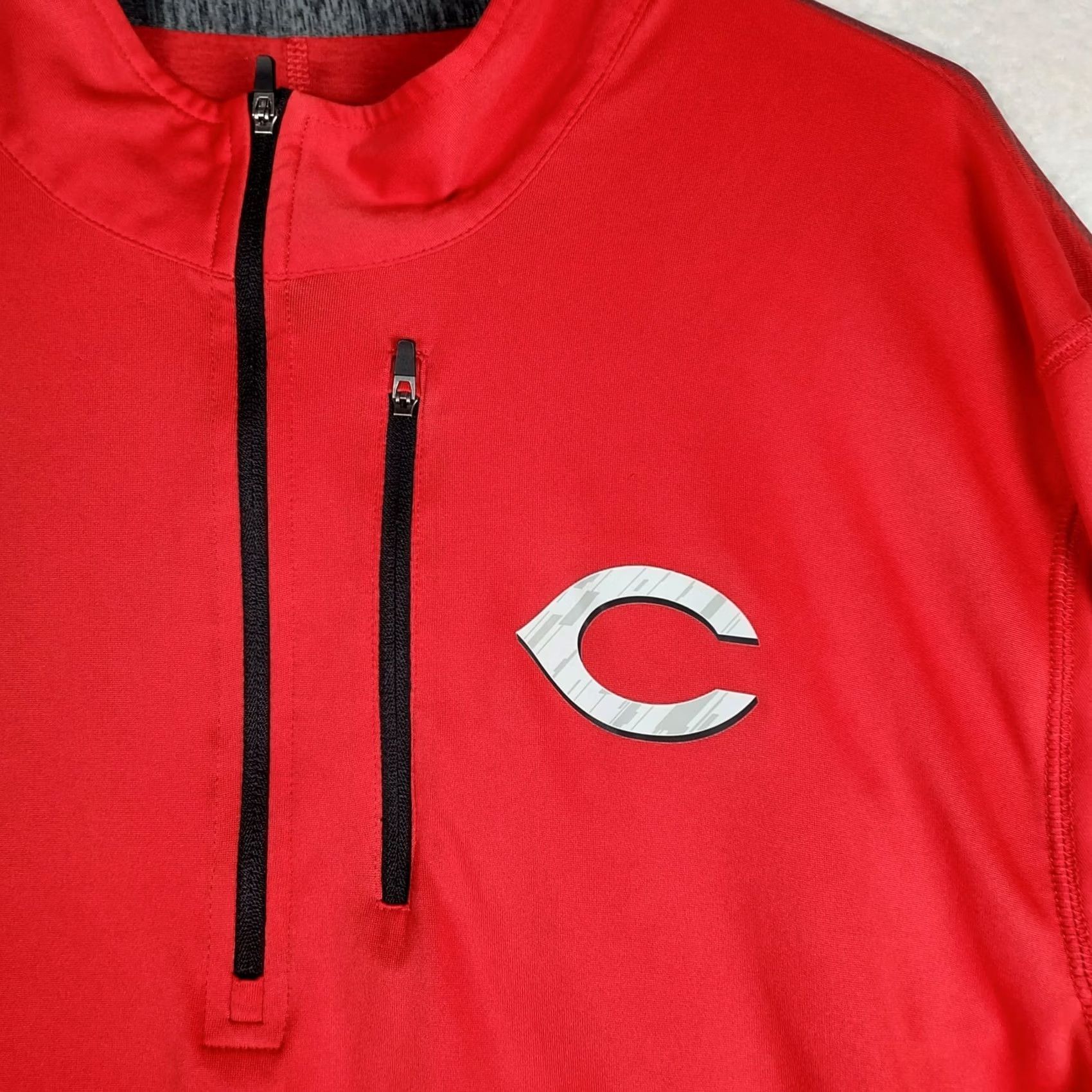 Vintage Majestic Cincinnati Reds XL Cool Base Red Quarter Zip Pullover Shirt Men Long Sleeve Sports Size US XL / EU 56 / 4 - 3 Thumbnail