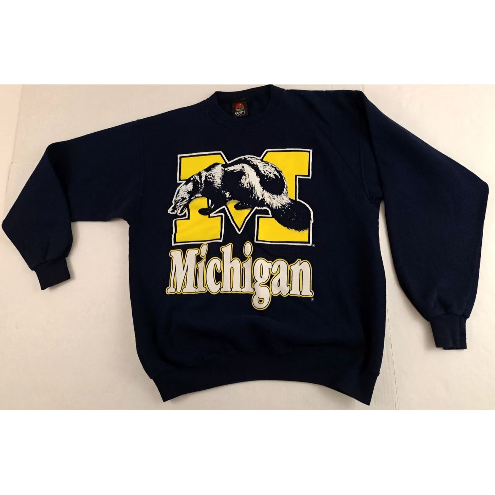 Vintage VINTAGE Michigan Wolverines Sweatshirt Unisex Adults Pullover Crew Neck Blue Cotton Canvas Logo 28in Long Size US L / EU 52-54 / 3 - 2 Thumbnail