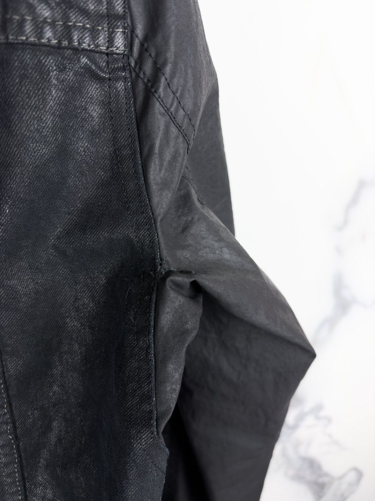 Rick Owens SS15 Rick Owens Black Scrub Waxed Denim Worker Jacket Size US XL / EU 56 / 4 - 10 Thumbnail