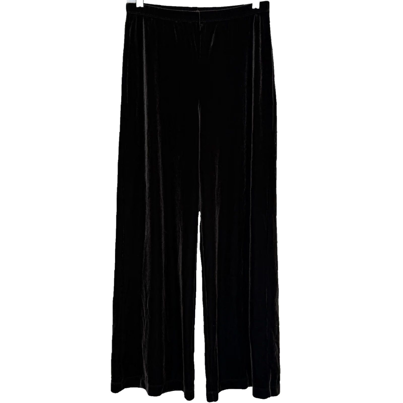 Vintage Chico's Pants Womens 0 Short Velvet Wide Leg Pull On Elastic Waist Dark Brown, Polyester Spandex, Dress Pants, Petite, Velvety Size 28" / US 6 / IT 42 - 2 Thumbnail