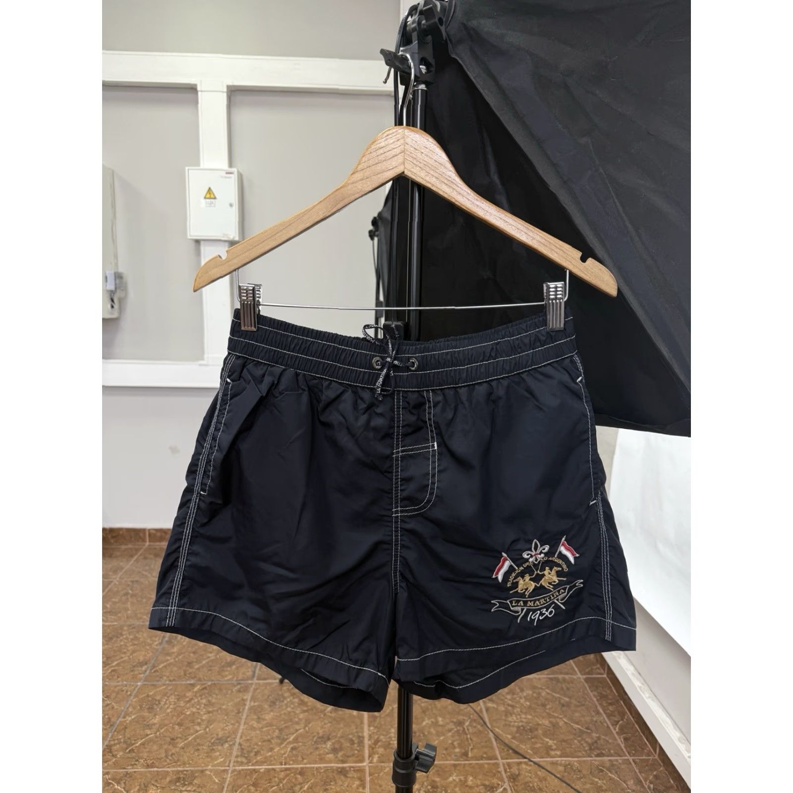 La Martina VINTAGE Y2K La Martina Monaco Beach Shorts Bermuda Men M Dark Blue Size US 31 - 2 Thumbnail
