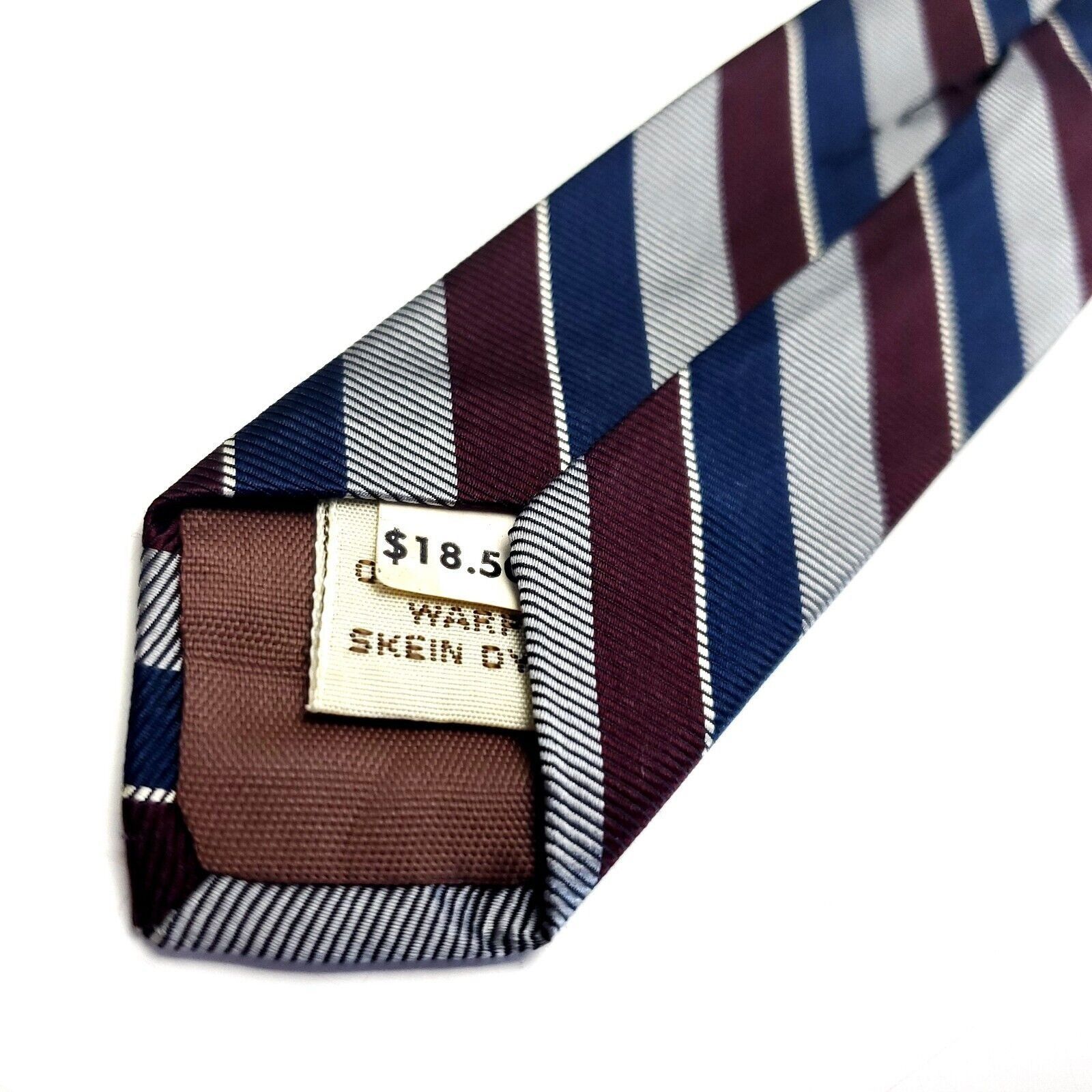 Bert Pulitzer Bert Pulitzer Blue Red Gray Silk Tie Woven Short Skinny Stri Size ONE SIZE - 5 Thumbnail