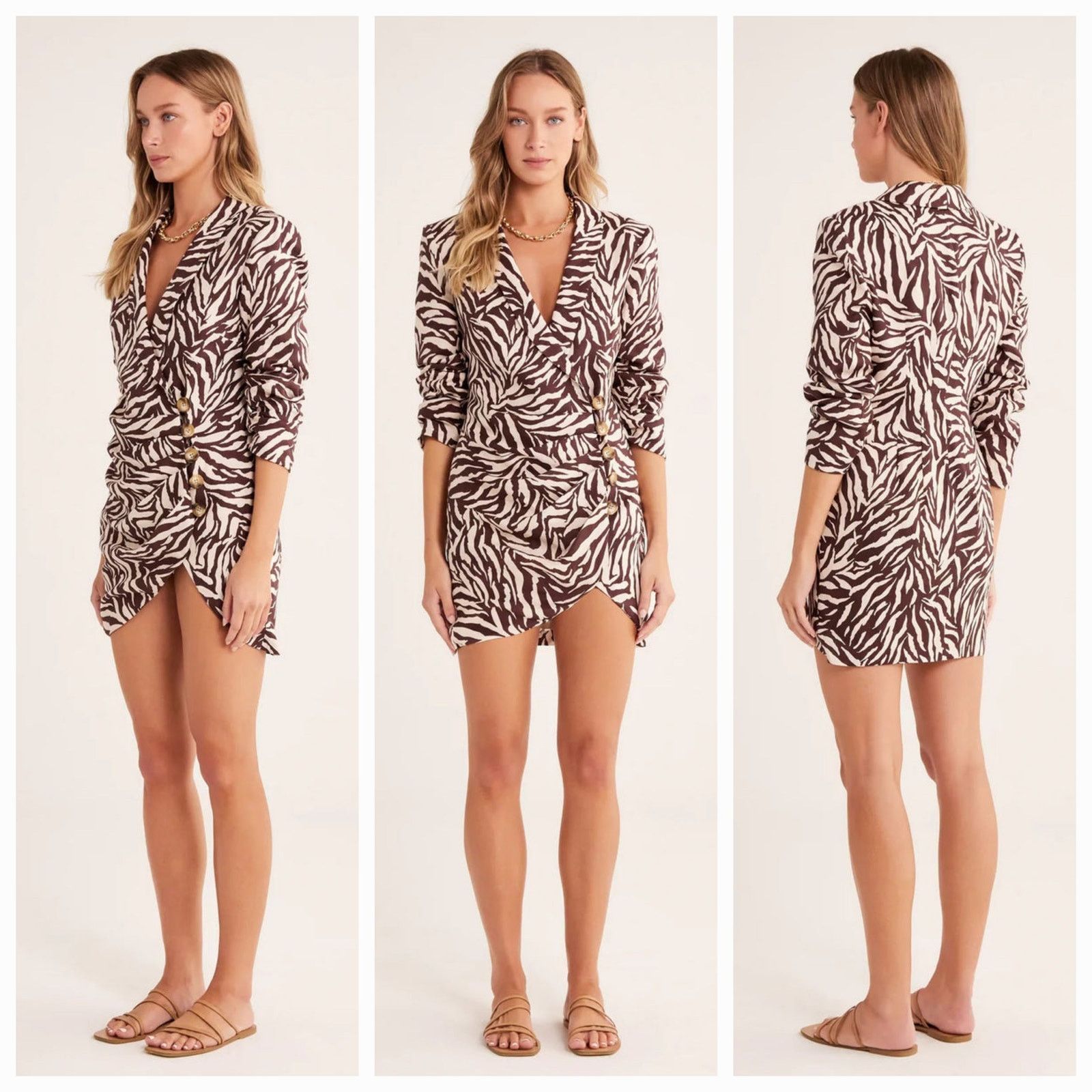 Free People New Free People RUMER Cyrus Blazer Dress $379 Zebra-Striped Size XS / US 0-2 / IT 36-38 - 5 Thumbnail