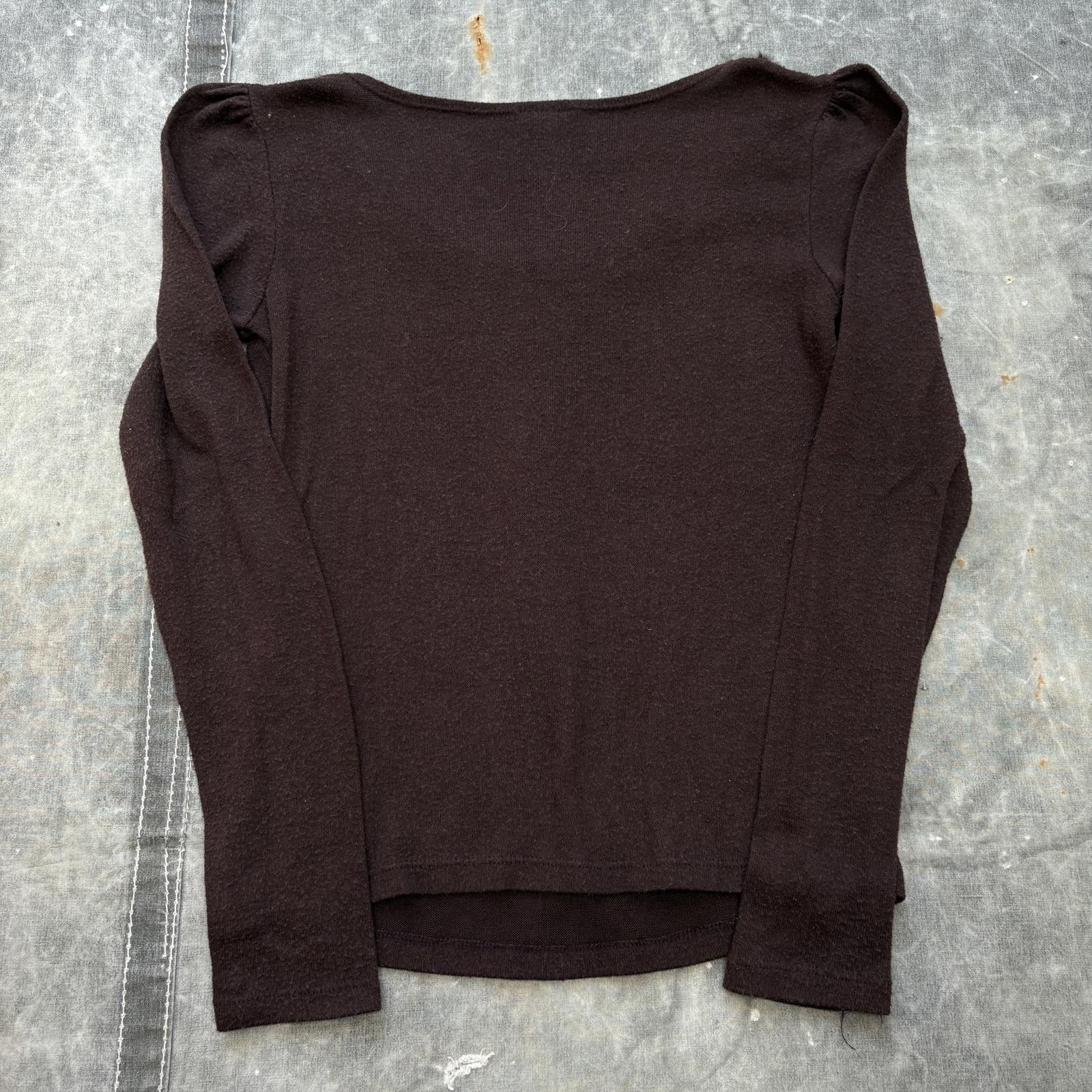 Vintage Vintage Y2K Chocolate Brown Fur Collar Long Sleeve Shirt Size M / US 6-8 / IT 42-44 - 5 Thumbnail