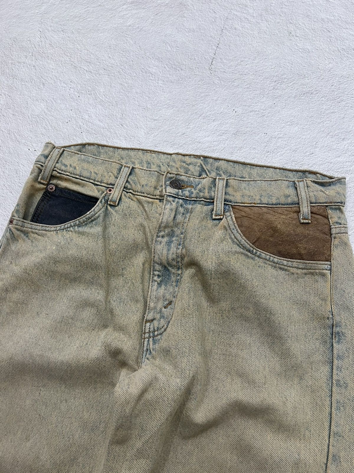 Number (N)ine 2000s Levis 505 Leather Mudwash Baggy Jeans y2k Lgb Ifsix Size US 32 / EU 48 - 5 Thumbnail