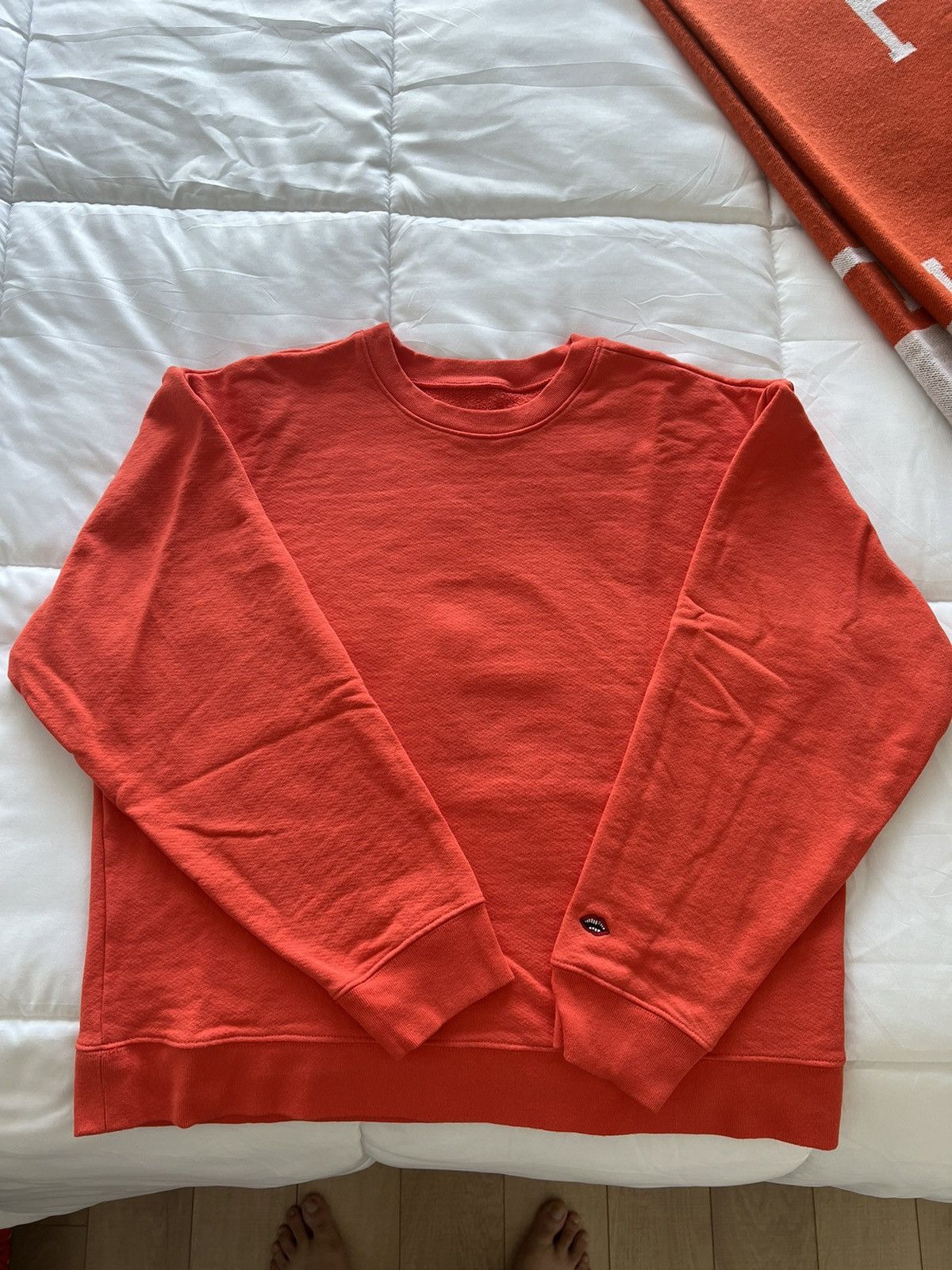 image of Authentic Chrome Hearts “Blank” Crewneck Sweatshirt in Orange, Men's (Size Large)