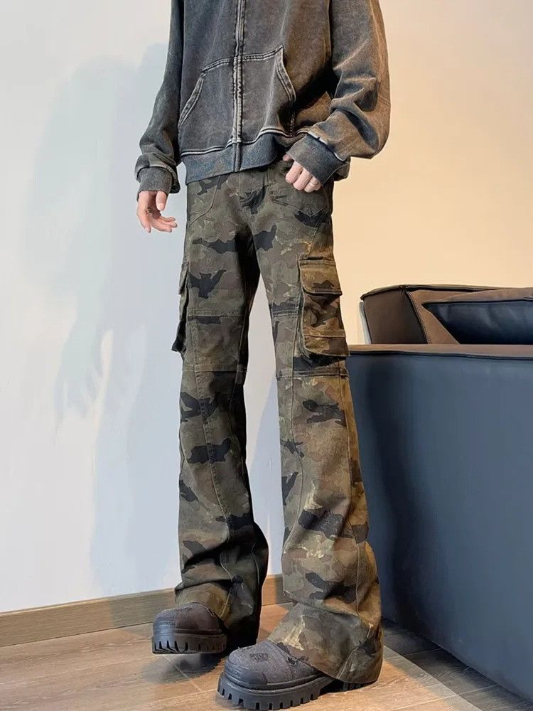 Vintage Cyber Y2K Streetwear Camouflage Slim Flare Jeans Size US 30 / EU 46 - 4 Thumbnail