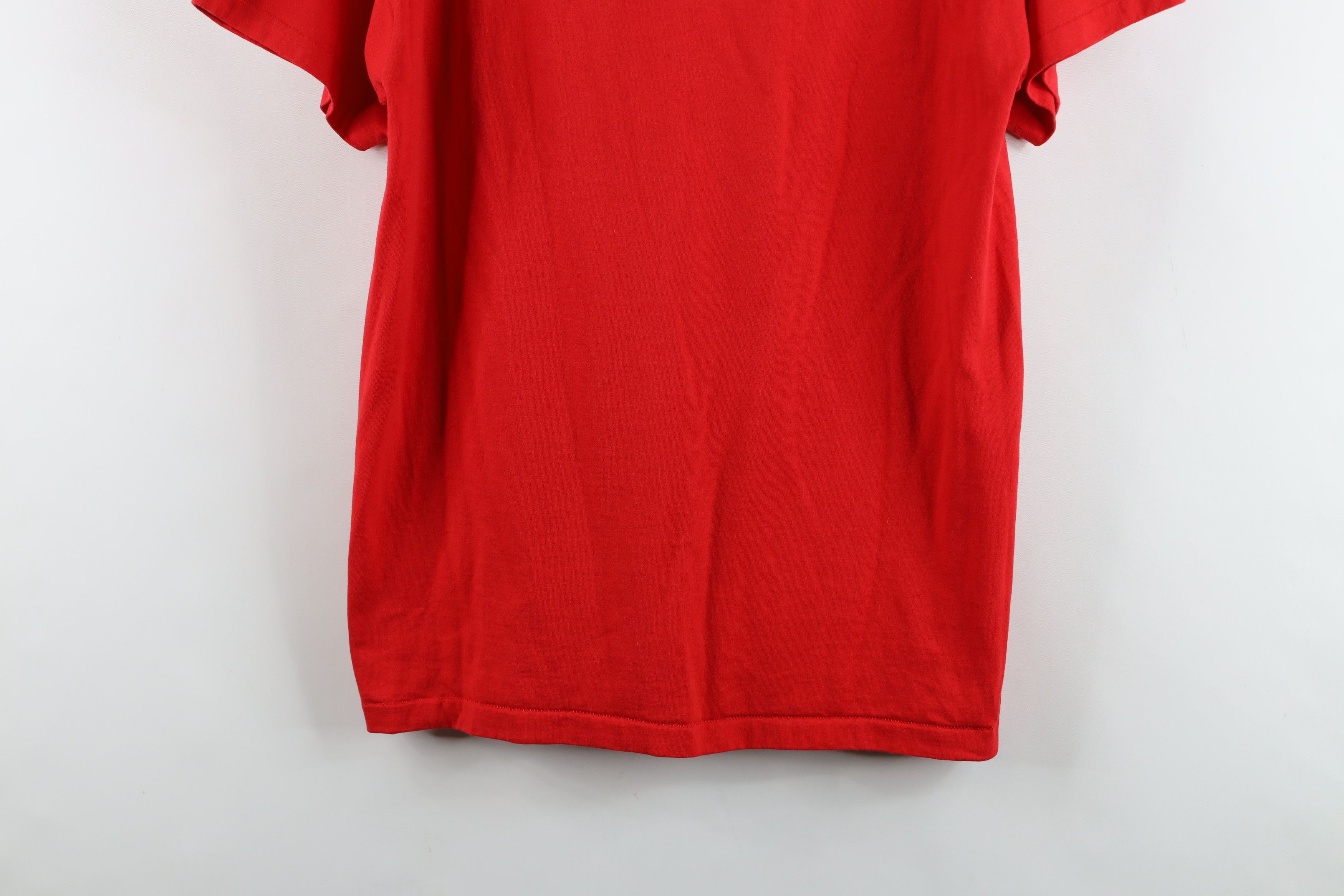 Hanes Vintage 90s Hanes Heavyweight Blank Short Sleeve T-Shirt Red Size US L / EU 52-54 / 3 - 3 Thumbnail