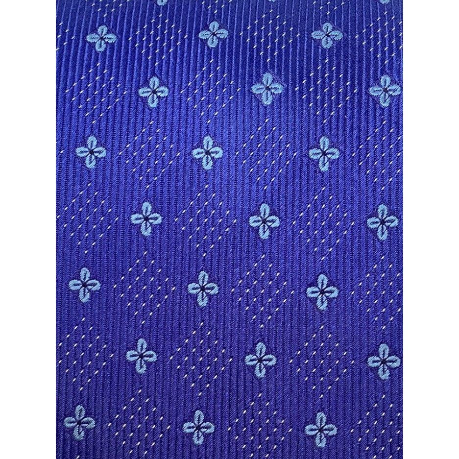 IMPUNTURA Blue Flower Print Luxury Designer Silk Tie Made In