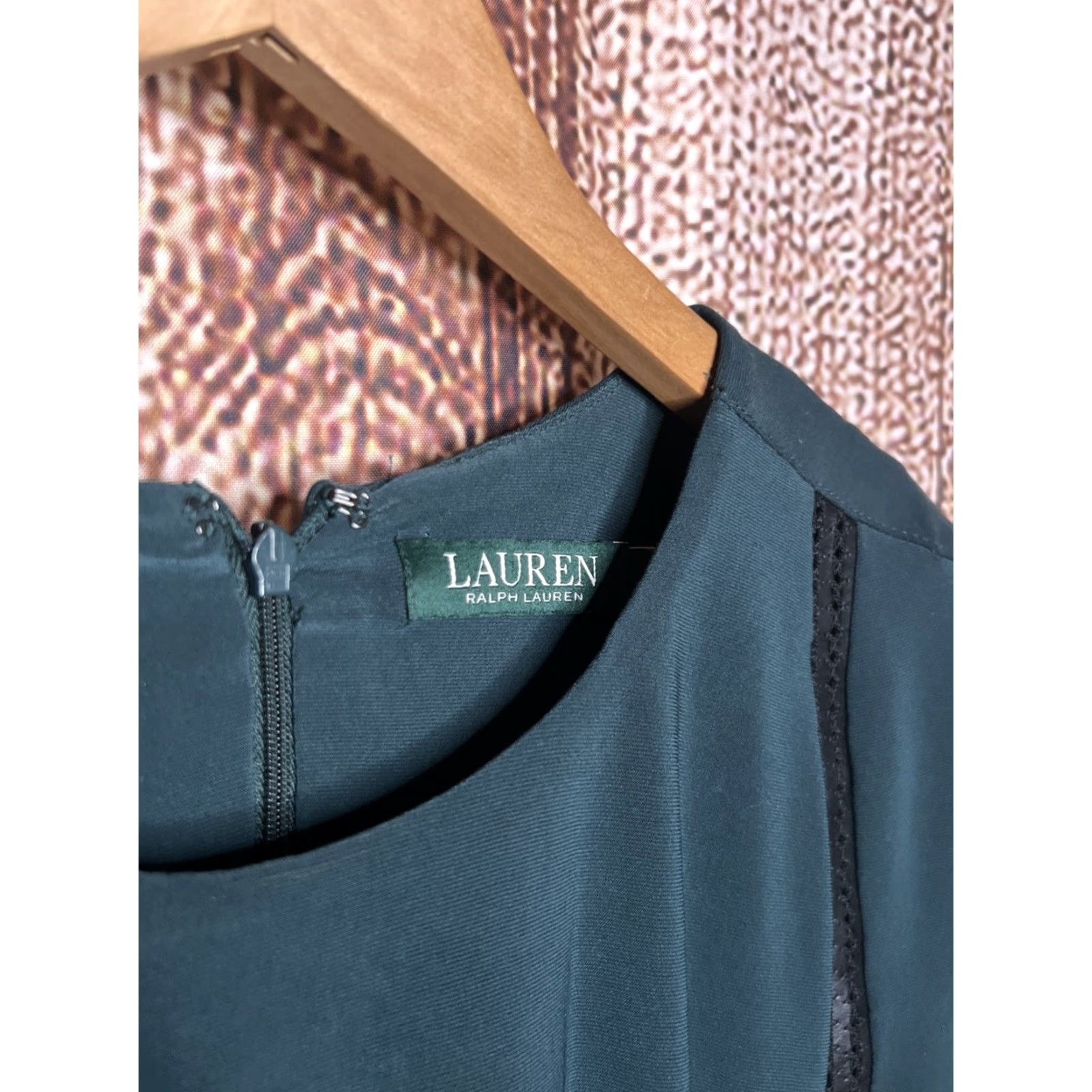 Ralph Lauren VINTAGE Lauren Ralph Lauren Midi Dress Women's 14 Green Lace Trim Sheath 3/4 Sleeve Lined Size XL / US 12-14 / IT 48-50 - 3 Thumbnail