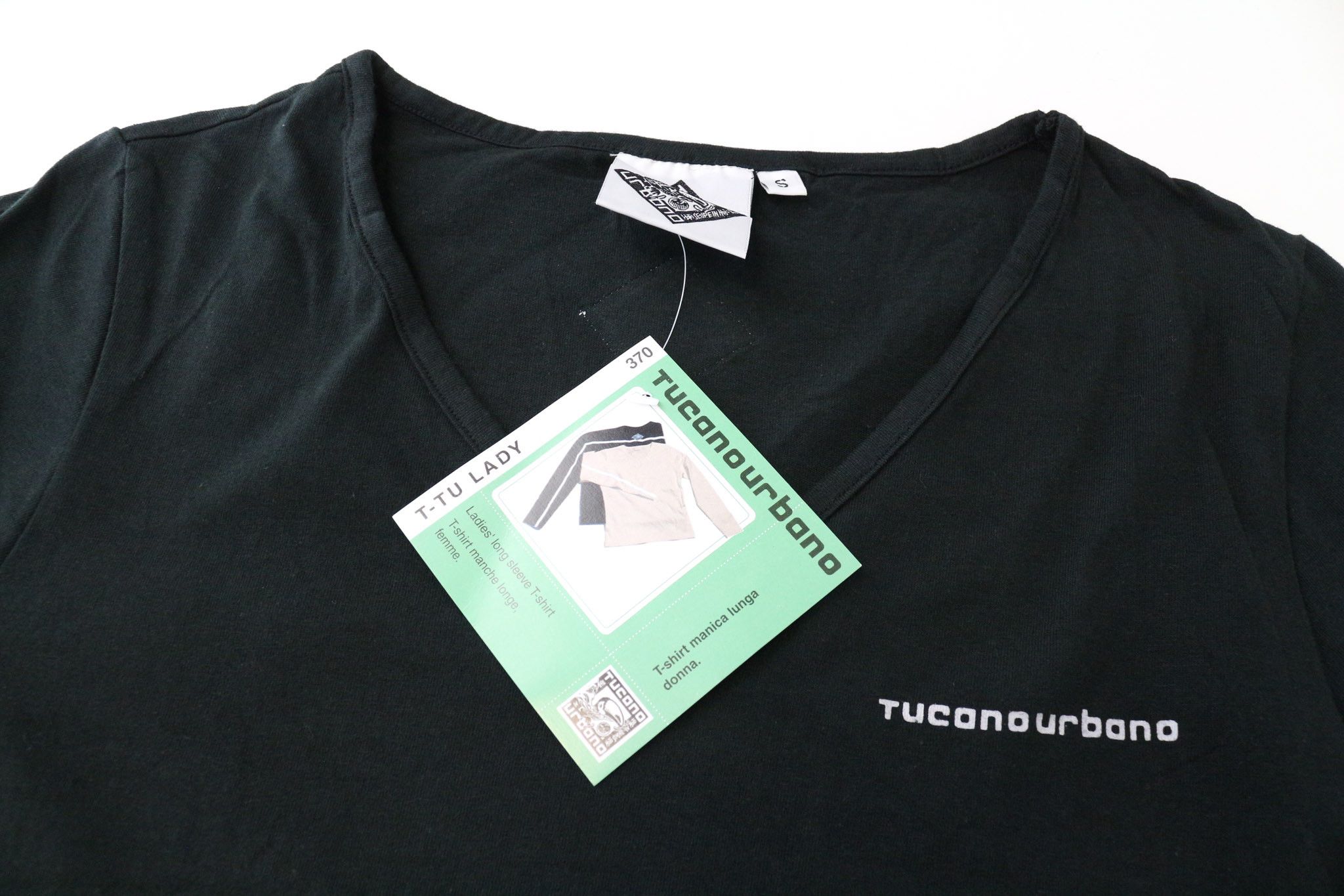 Other T-TU LADY S Black Cotton V-Neck T-Shirt 75722 Size S / US 4 / IT 40 - 3 Thumbnail