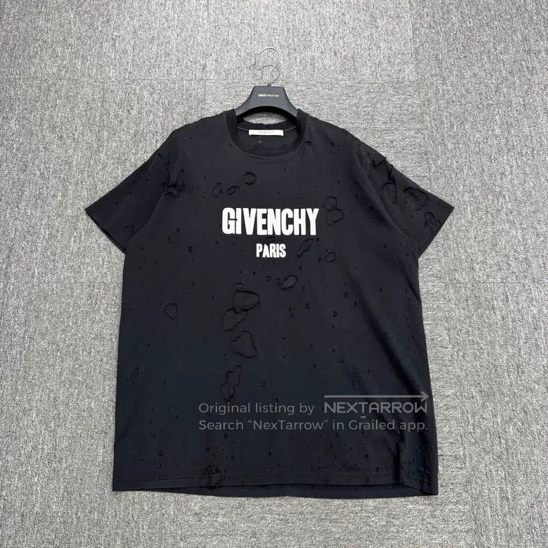 Givenchy Ripped Distressed Printed Short-Sleeve