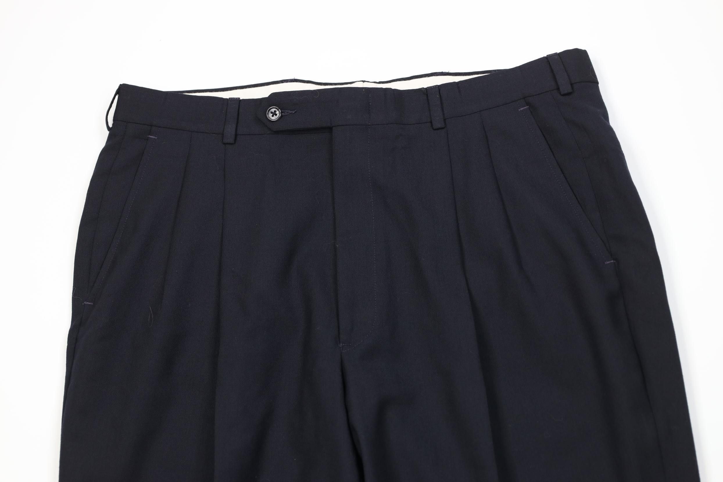 Vintage Vintage 70s Streetwear Knit Wide Leg Chino Pants Navy Blue Size US 36 / EU 52 - 2 Thumbnail