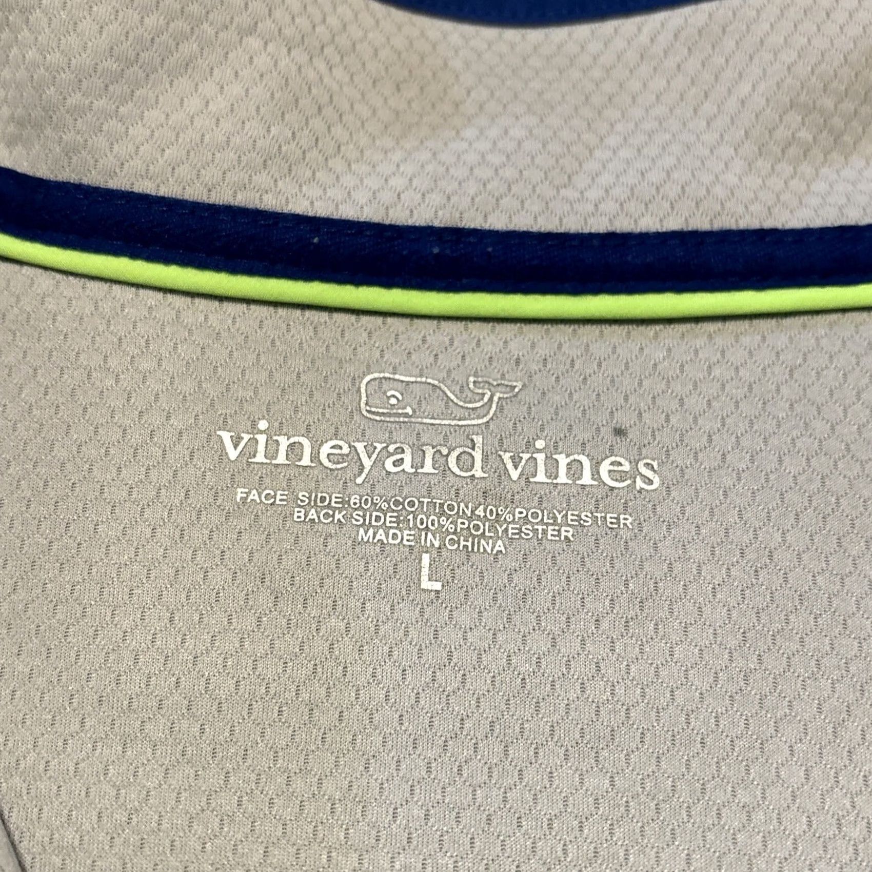 Vineyard Vines Vineyard Vines Men’s Performance 1/2 Zip Pullover Long Sleeve L Blue Neon Gray/Blue Casual Activewear Mens Size US L / EU 52-54 / 3 - 3 Thumbnail