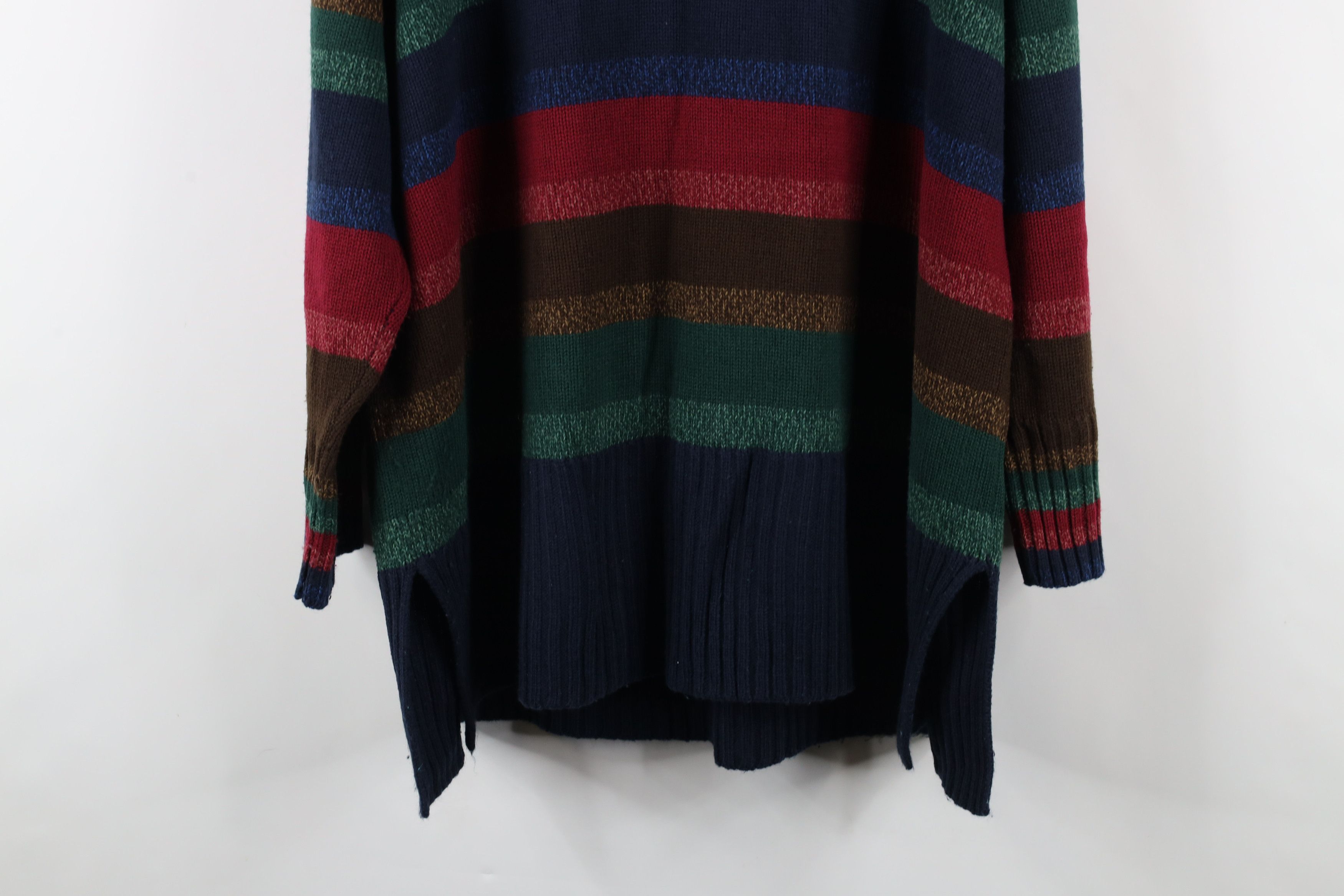 Vintage Vintage 90s Streetwear Rainbow Striped Mock Neck Sweater Size 3XL / US 20-22 - 9 Thumbnail