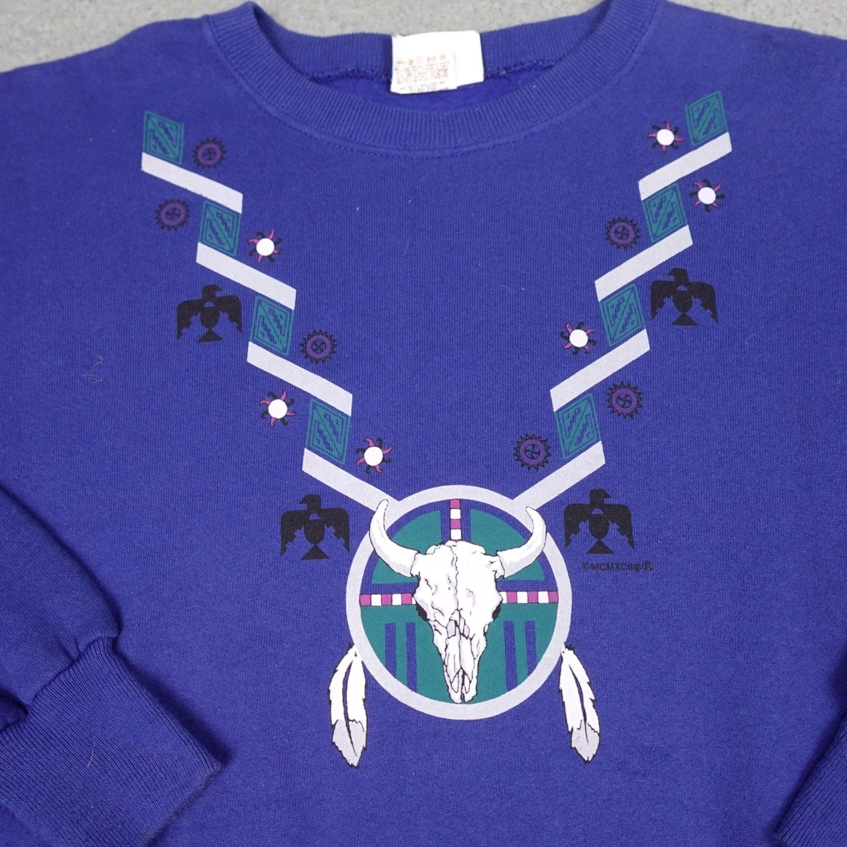 Lee Vintage Lee Sweatshirt Mens 2XL Purple Buffalo Skull Crewneck Graphic USA 90s Size US XXL / EU 58 / 5 - 5 Thumbnail