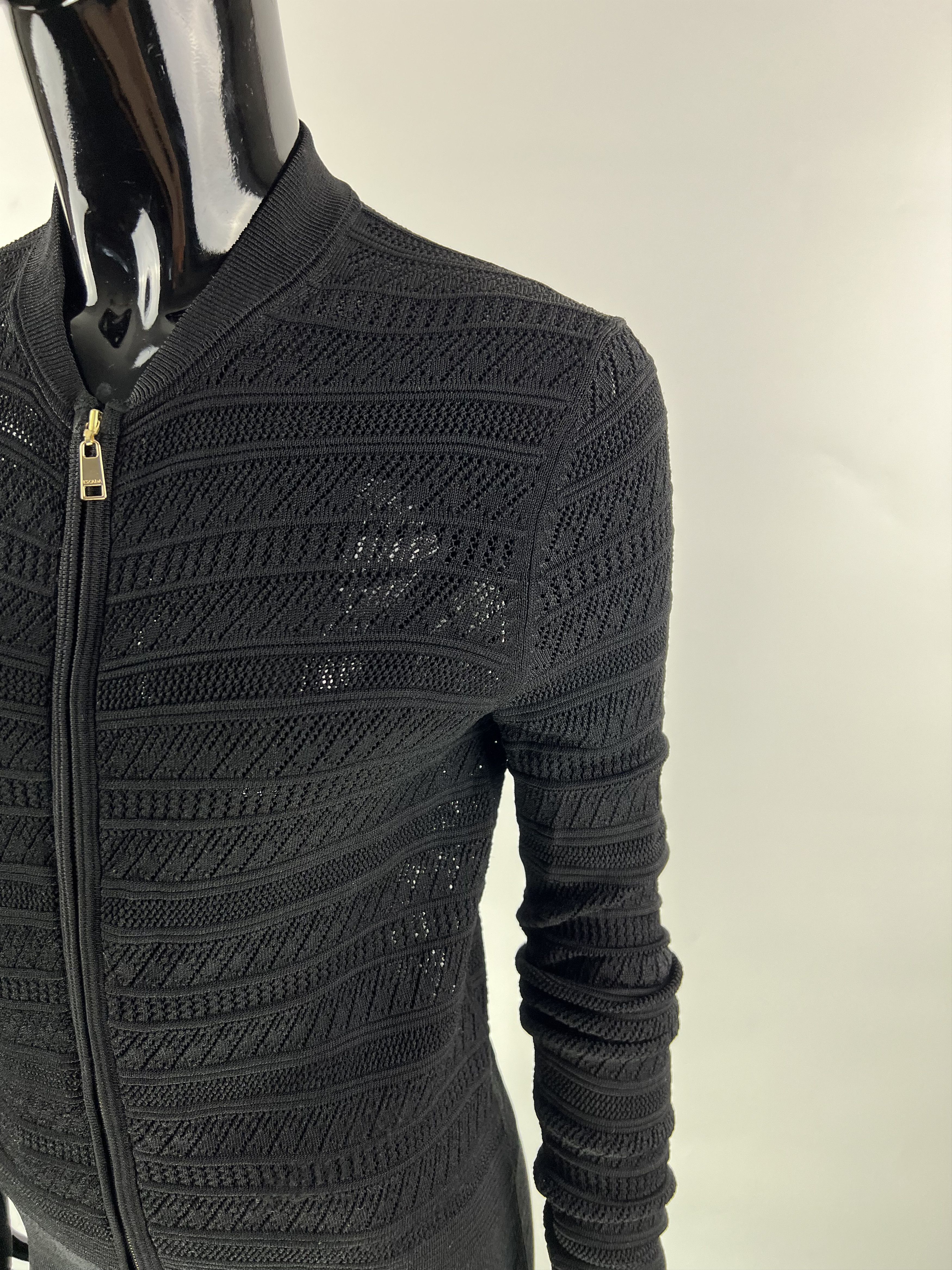 Escada × Escada Sport Escada Sport Black Knitted Mesh Full Zip Sweater Size XS Size XS / US 0-2 / IT 36-38 - 5 Thumbnail