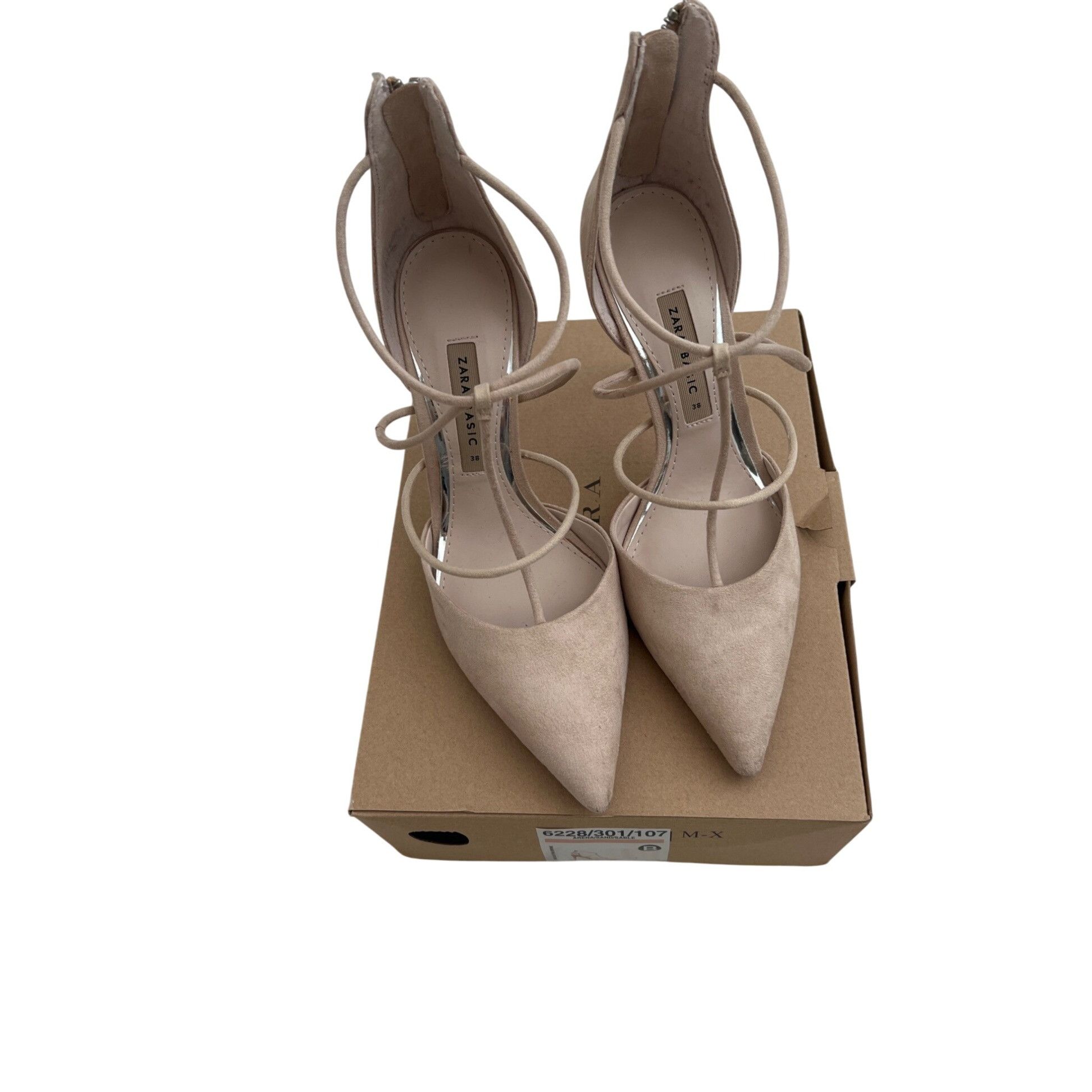 Zara Zara Basic Sand T-Strap Suede High Heels Size US 7.5 / IT 37.5 - 2 Thumbnail