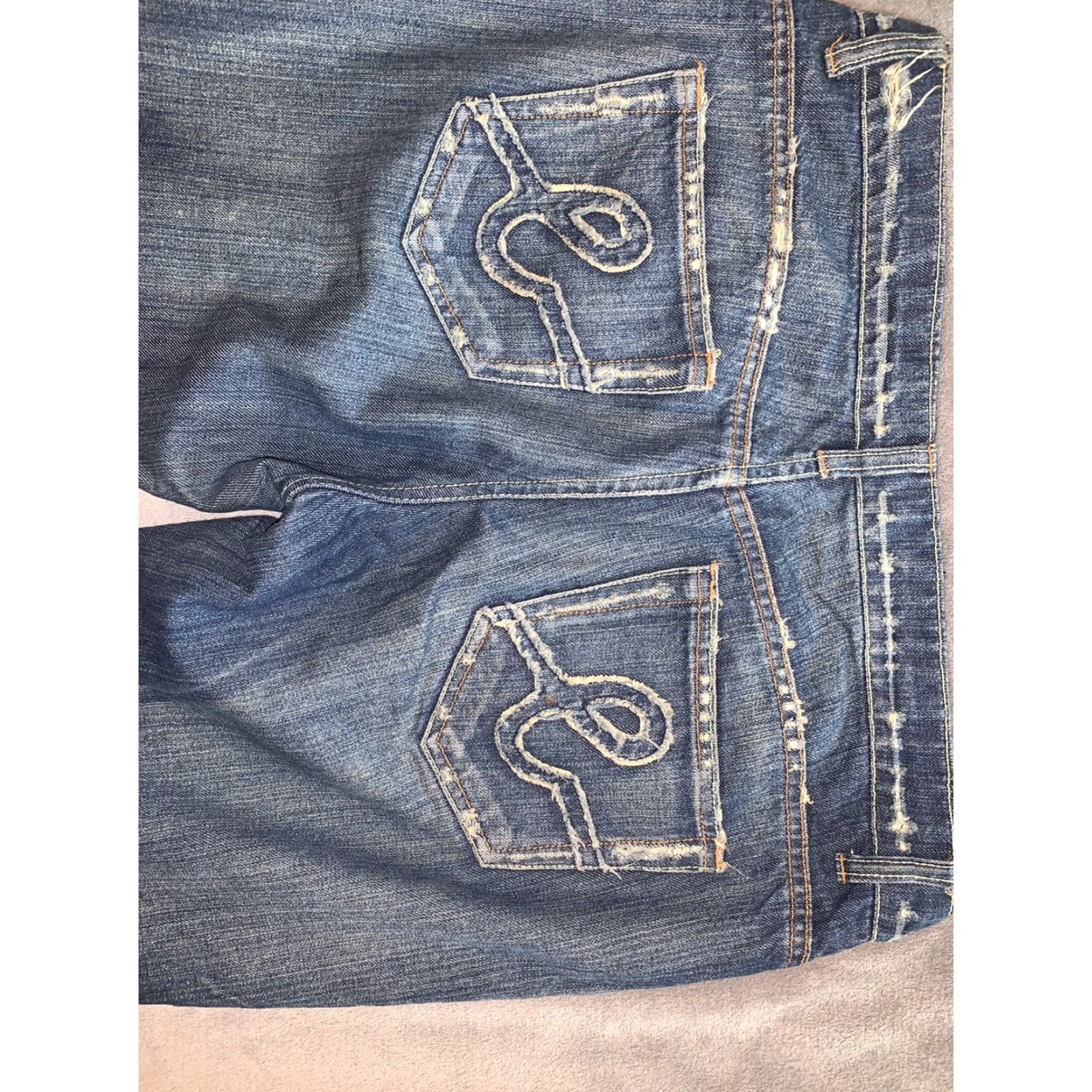 Bebe VINTAGE Bebe Women's Jeans Bootcut Low Rise Denim Size 30 Blue Distressed Cotton Blend Size 30" / US 8 / IT 44 - 2 Thumbnail
