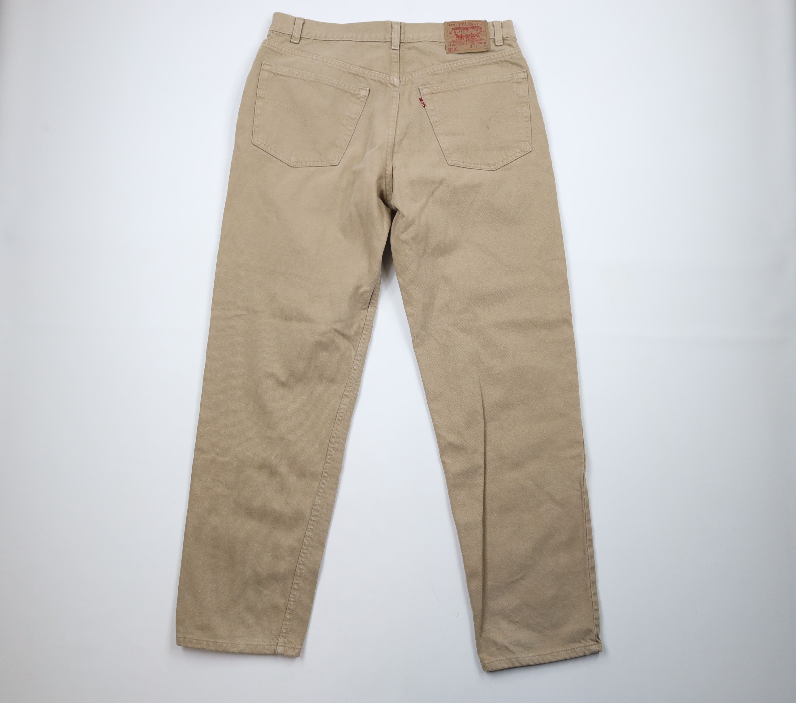 Levi's × Vintage Vintage 90s Levis 550 Relaxed Fit Denim Jeans Beige USA Size US 36 / EU 52 - 12 Thumbnail