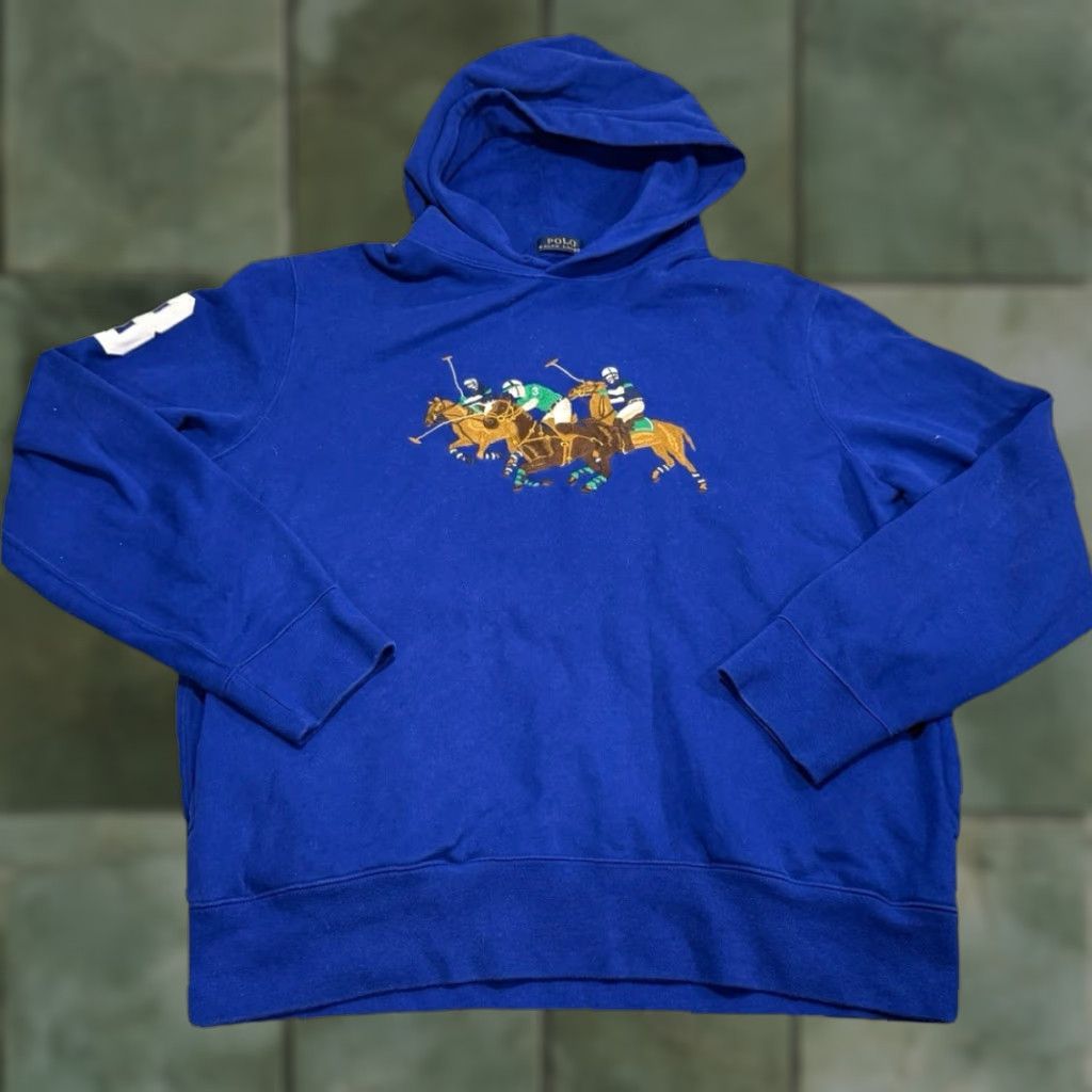 Polo Ralph Lauren Polo Ralph Lauren Hoodie Mens L Blue Fleece 3 Patch Embroidered Triple Pony Size US L / EU 52-54 / 3 - 1 Thumbnail