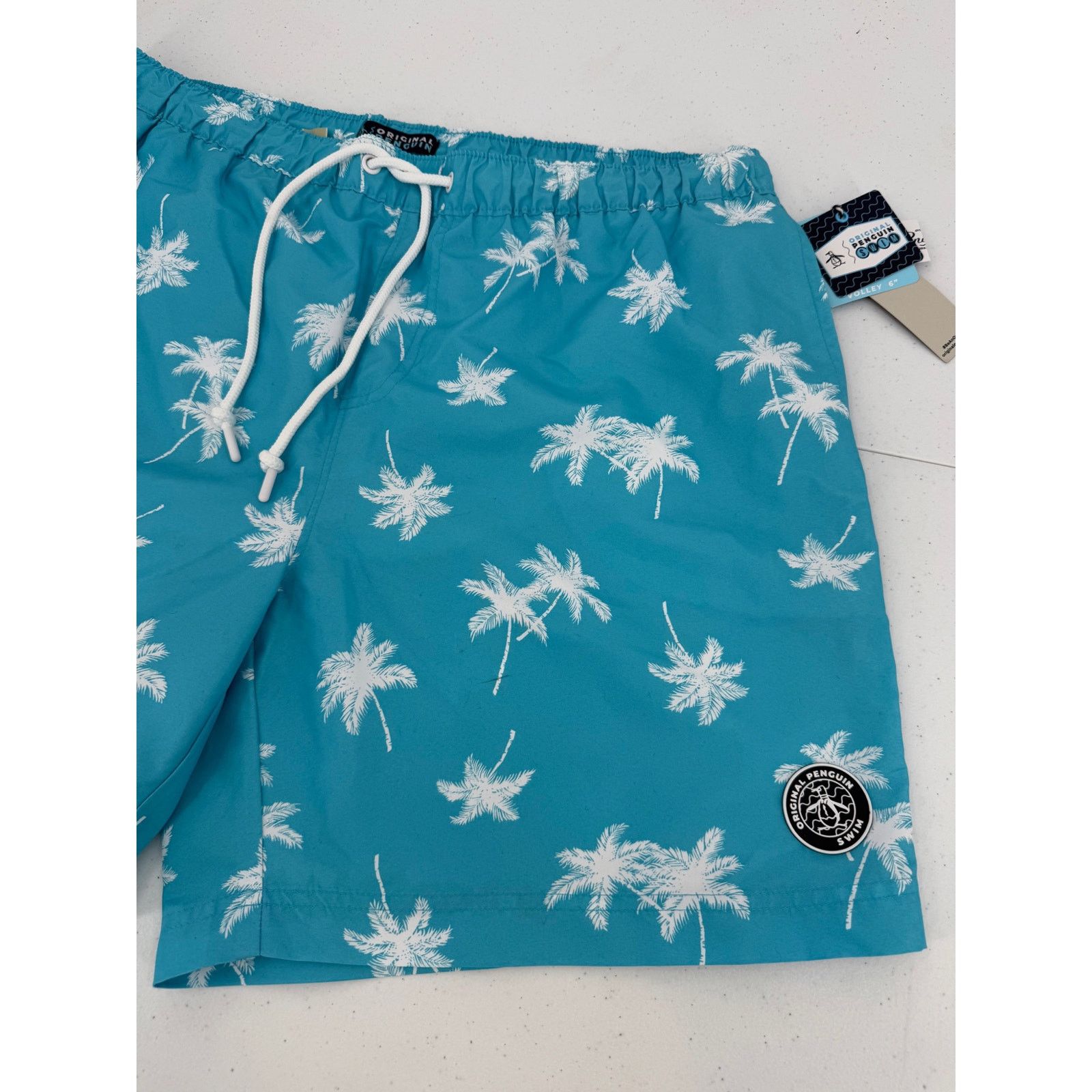 Original Penguin NWT Original Penguin Lined Swim Trunk Short Blue Atoll Palm Size US 34 / EU 50 - 8 Thumbnail