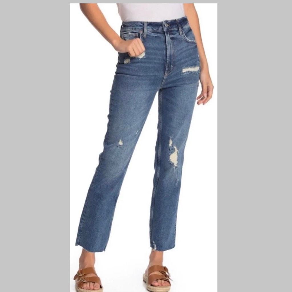 Free People We The Free High Rise Slim Straight Jeans, Intentional Distr Size 26" / US 2 / IT 38 - 1 Thumbnail