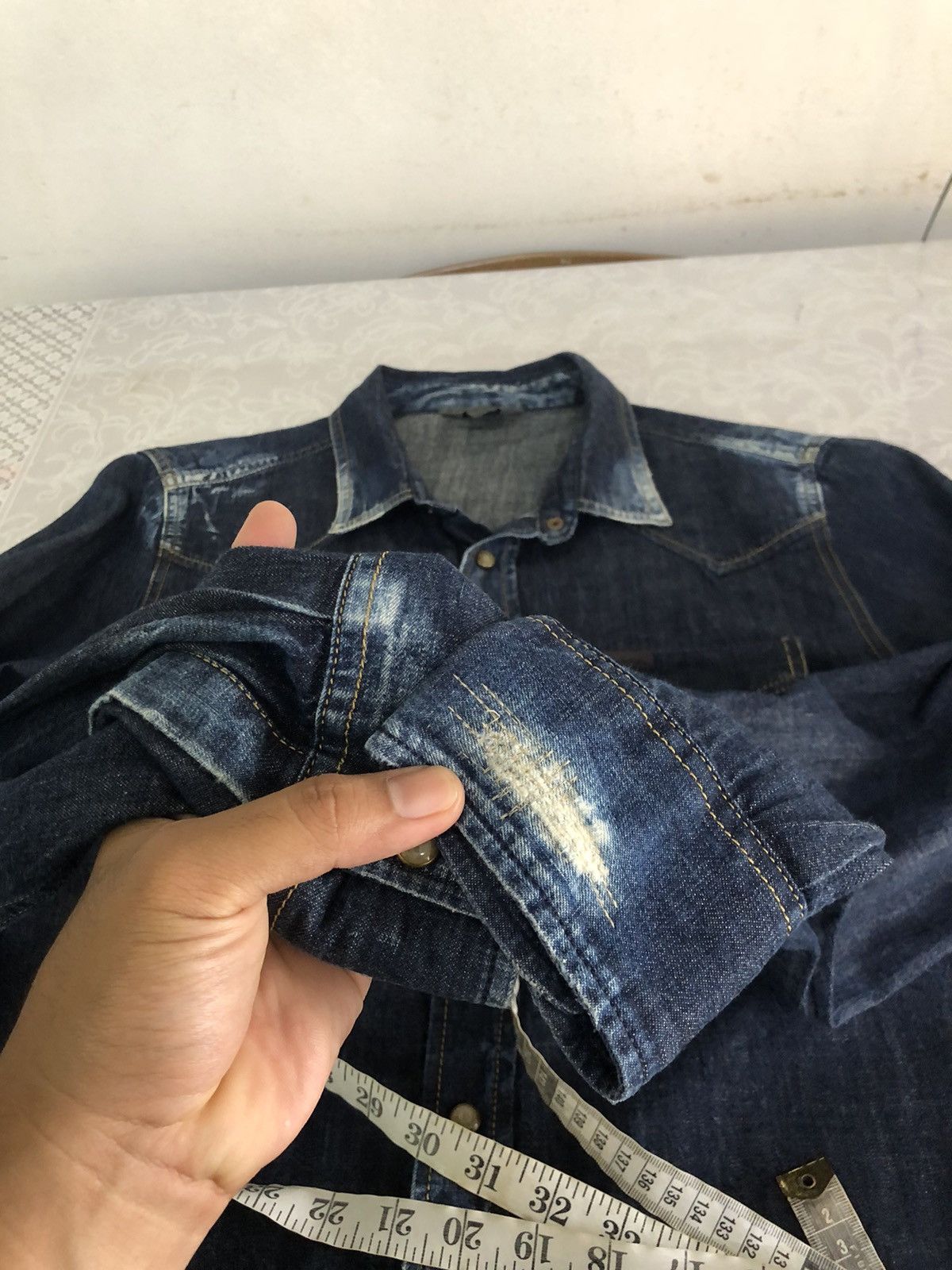 Diesel Rare🔥 Diesel Industries Distressed Punk Western Denim Shirt Size US XL / EU 56 / 4 - 20 Thumbnail