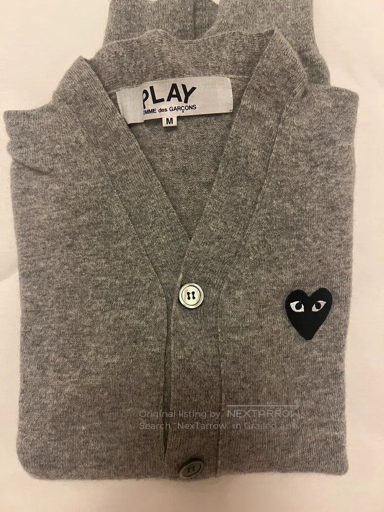 Comme des Garcons Comme Des Garcons Gray Black Love Heart Wool Knit Cardigan Size M / US 6-8 / IT 42-44 - 3 Thumbnail