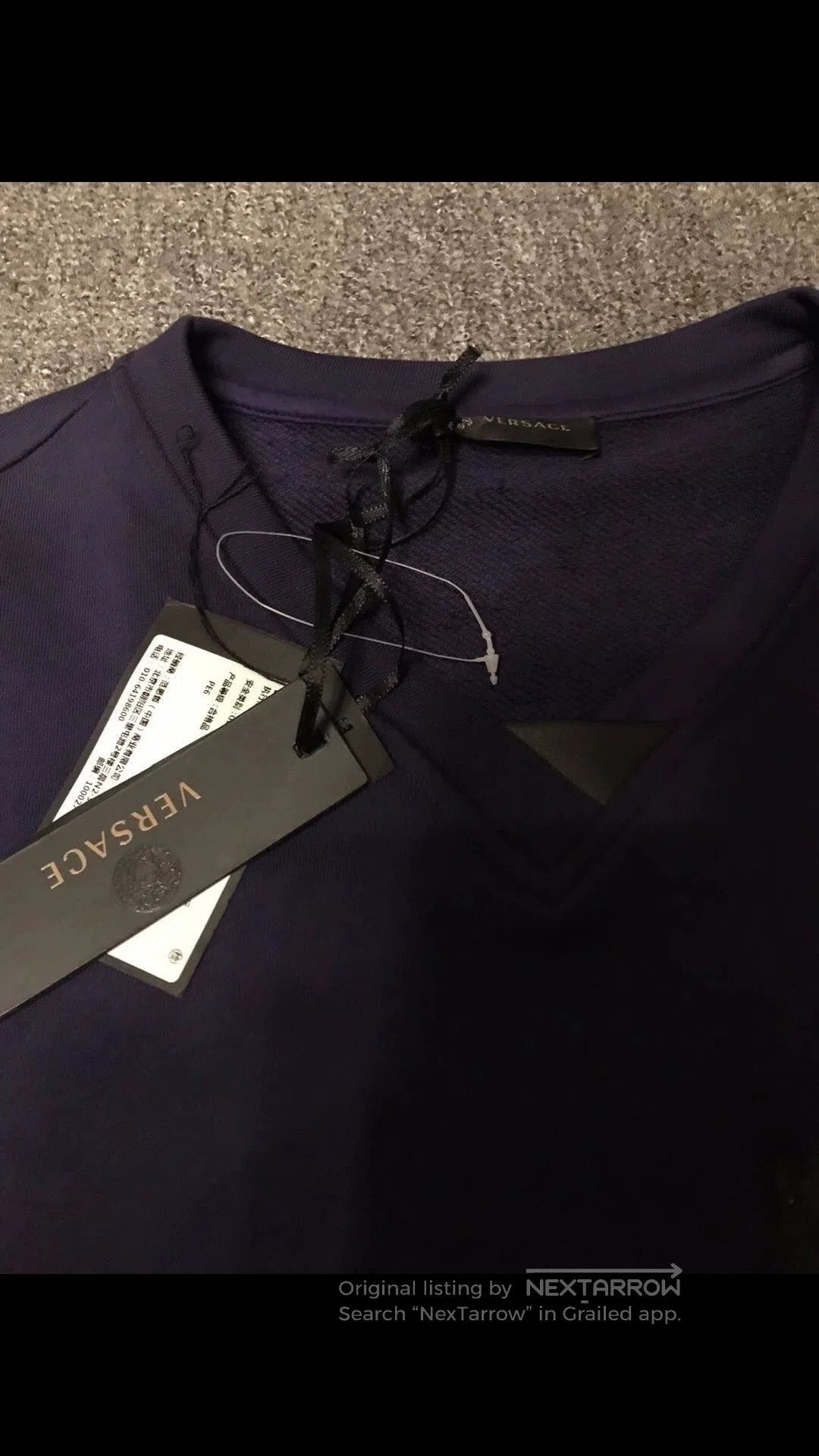 Versace Purple V-Neck Sweatshirt with Leather Pocket. Size US M / EU 48-50 / 2 - 4 Thumbnail