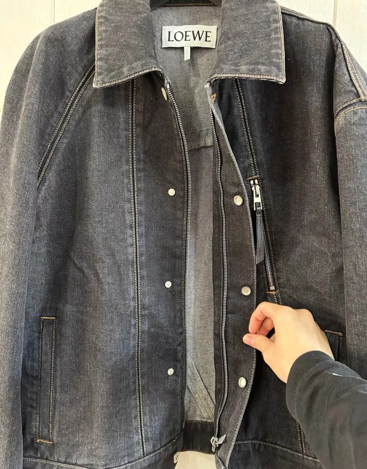 Loewe Loewe Solid Color Collar Denim Jacket for Men - Blue Size US M / EU 48-50 / 2 - 6 Thumbnail