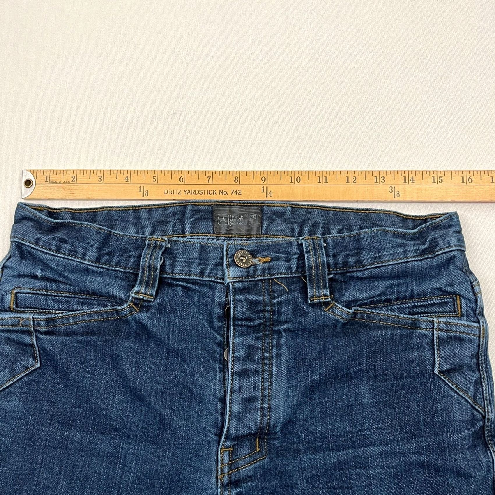 Vintage TAD Intercept Jeans Mens 31 x 31 Blue Dark Wash Denim Button Zip Belt Loops 5-Pocket Regular Rise Straight Pants Jeans Size US 31 - 3 Thumbnail
