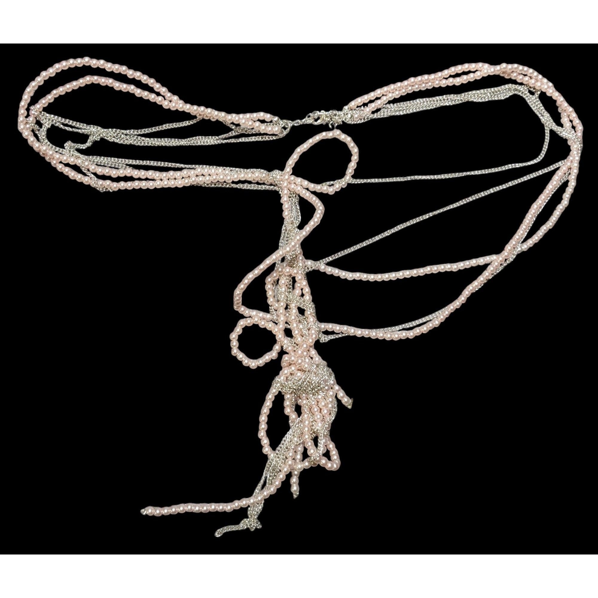 Other Coquette Pastel Pink Pearl Knotted Necklace Size ONE SIZE - 1 Thumbnail