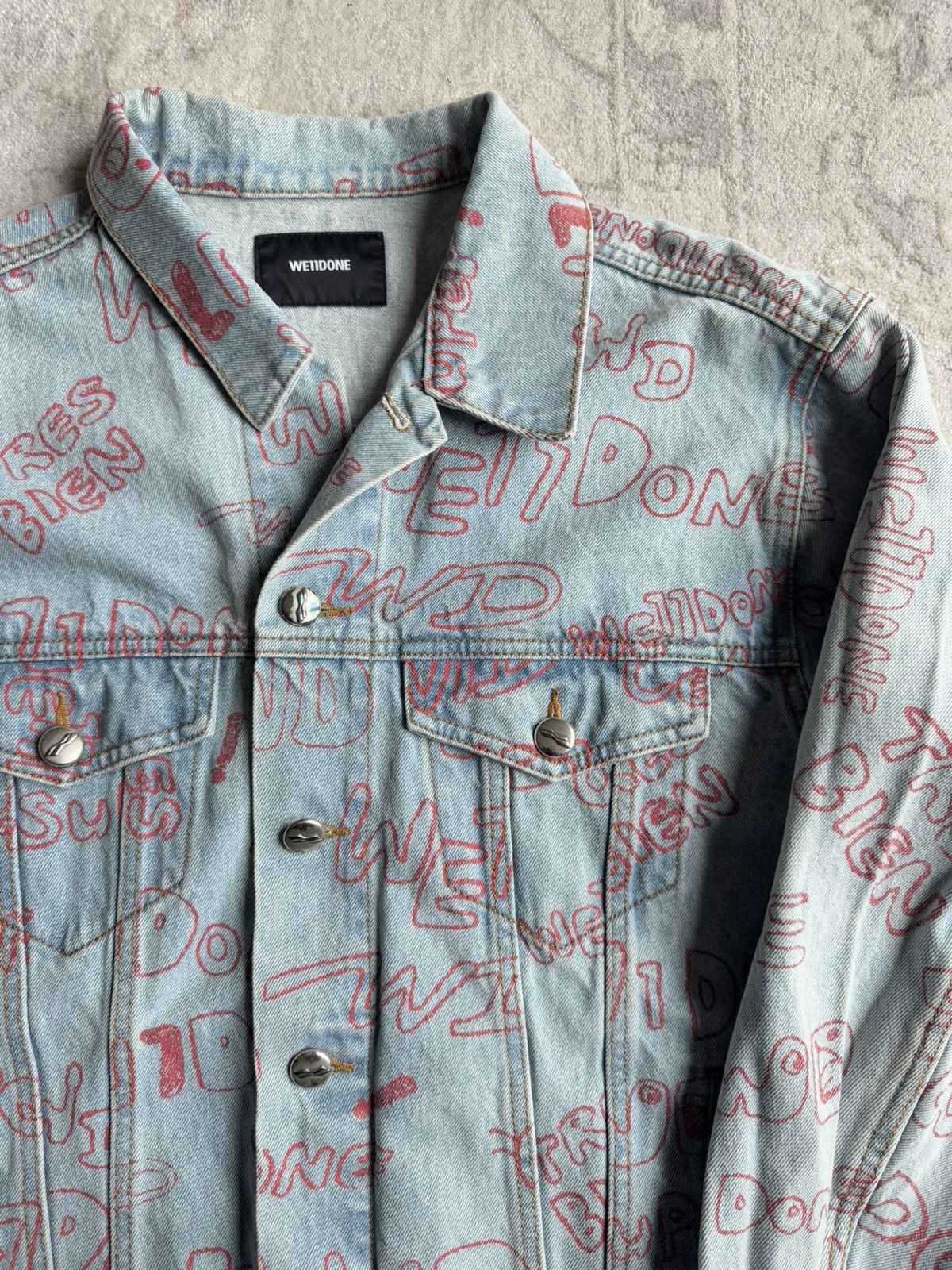 WE11DONE WE11DONE Blue Graffiti All Over Print Denim Jacket Size US M / EU 48-50 / 2 - 2 Thumbnail