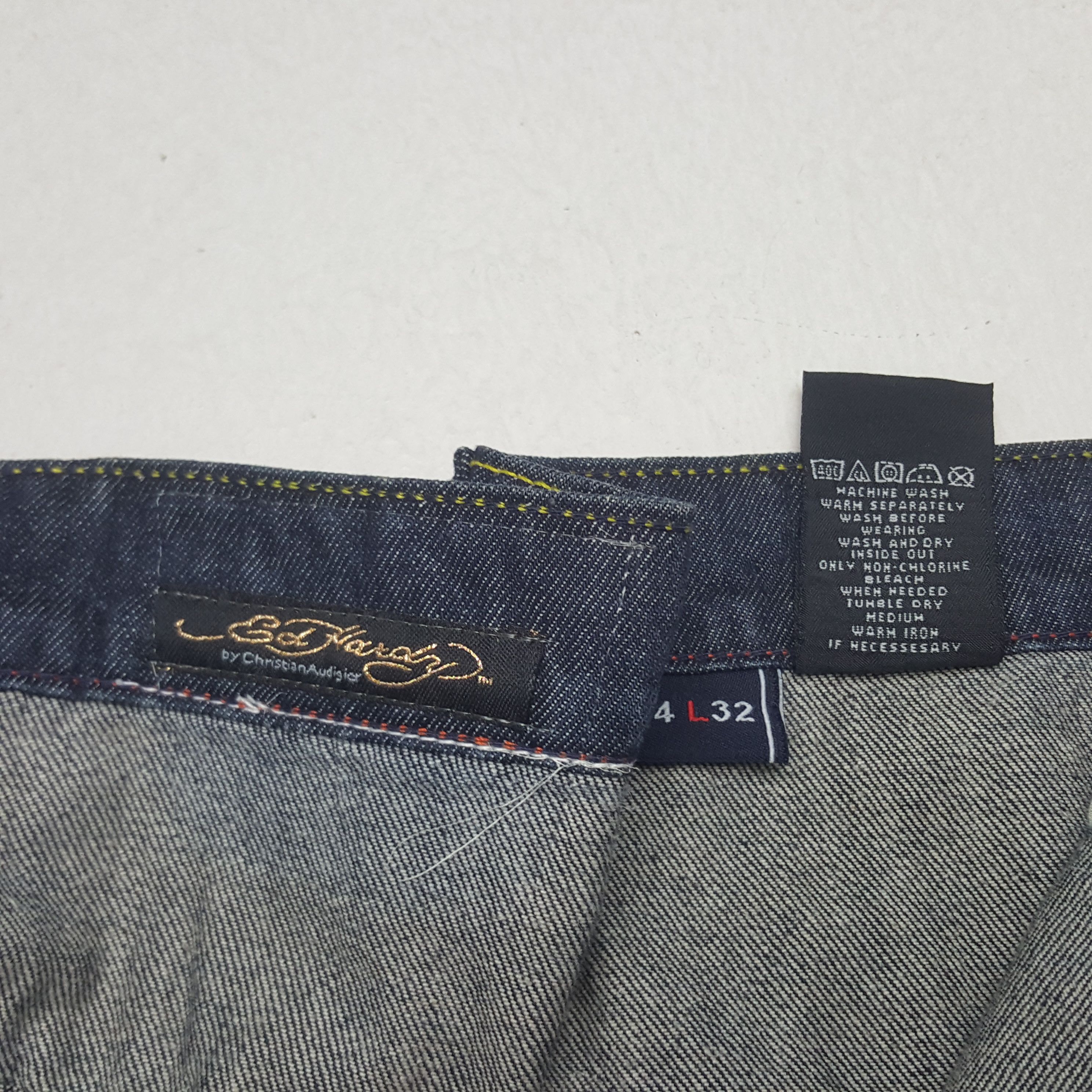 Ed Hardy × Vintage Vintage Ed Hardy Custom Spell Out Art Denim Jeans Size US 43 - 14 Thumbnail