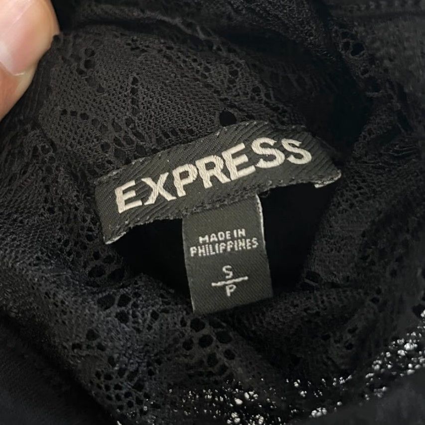 Express Express Blouse Black Lace Yoke Front Sleeveless Stretch Small Womens Shirt Size S / US 4 / IT 40 - 4 Thumbnail