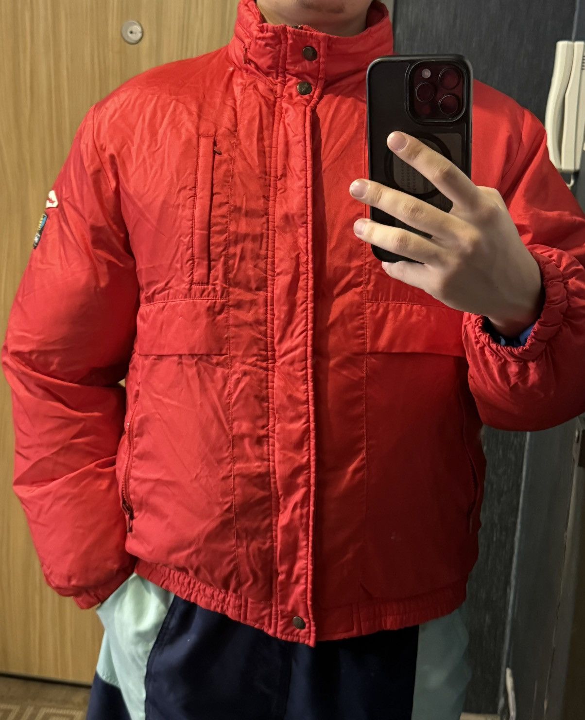 Yves Saint Laurent 90s Winter YSL Down Jacket Puffer Red Bomber Heavy Coat Size US M / EU 48-50 / 2 - 22 Thumbnail