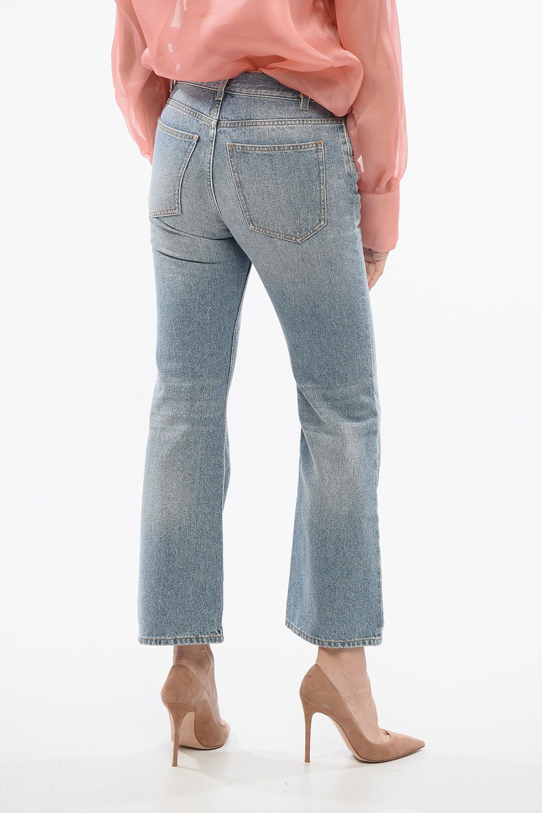 Chloe og1mm1125 Light Washed Flared Fit Denim in Light Blue Size 28" / US 6 / IT 42 - 2 Thumbnail