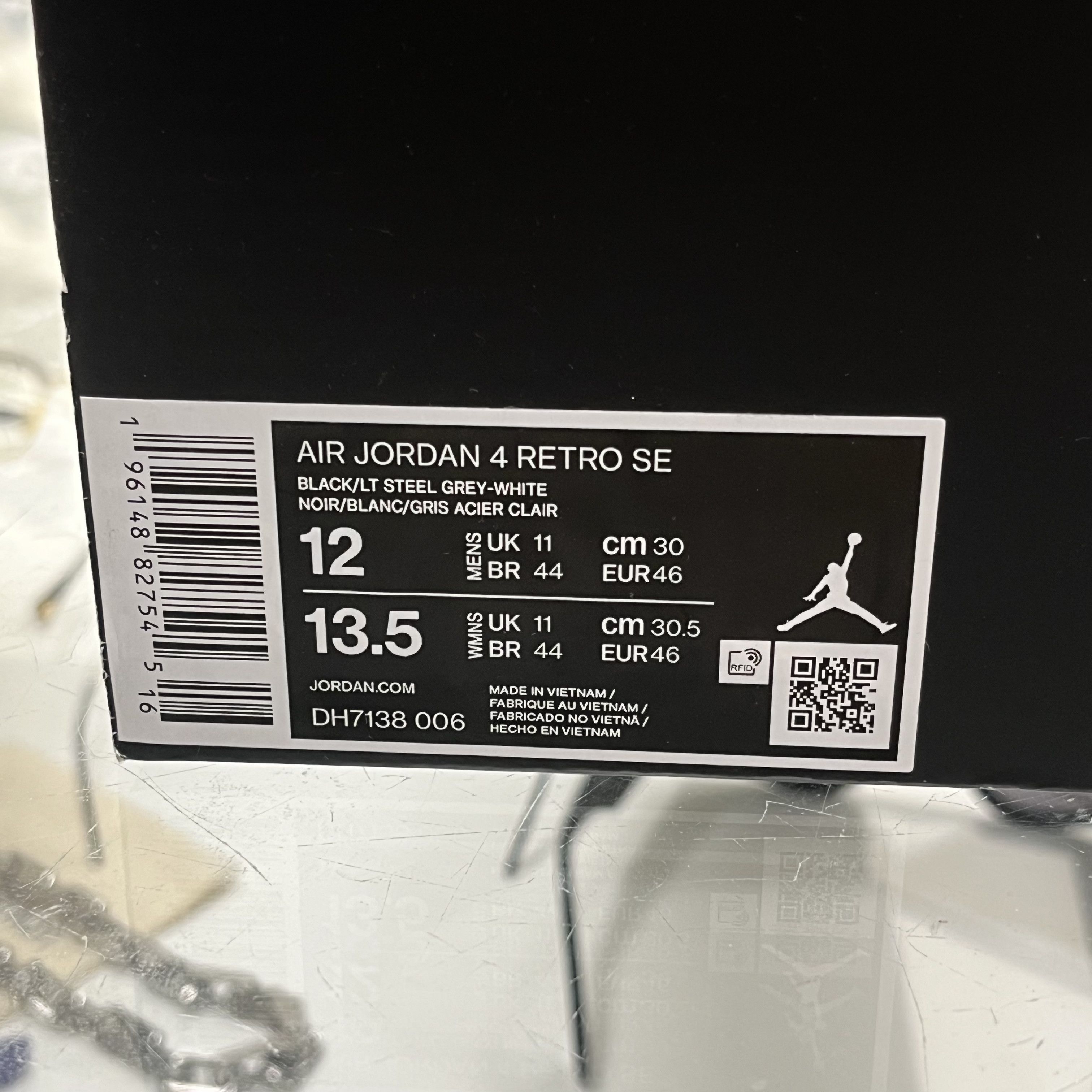Nike Air Jordaan 4 Retro SE Black Canvas Size US 12 / EU 45 - 7 Thumbnail