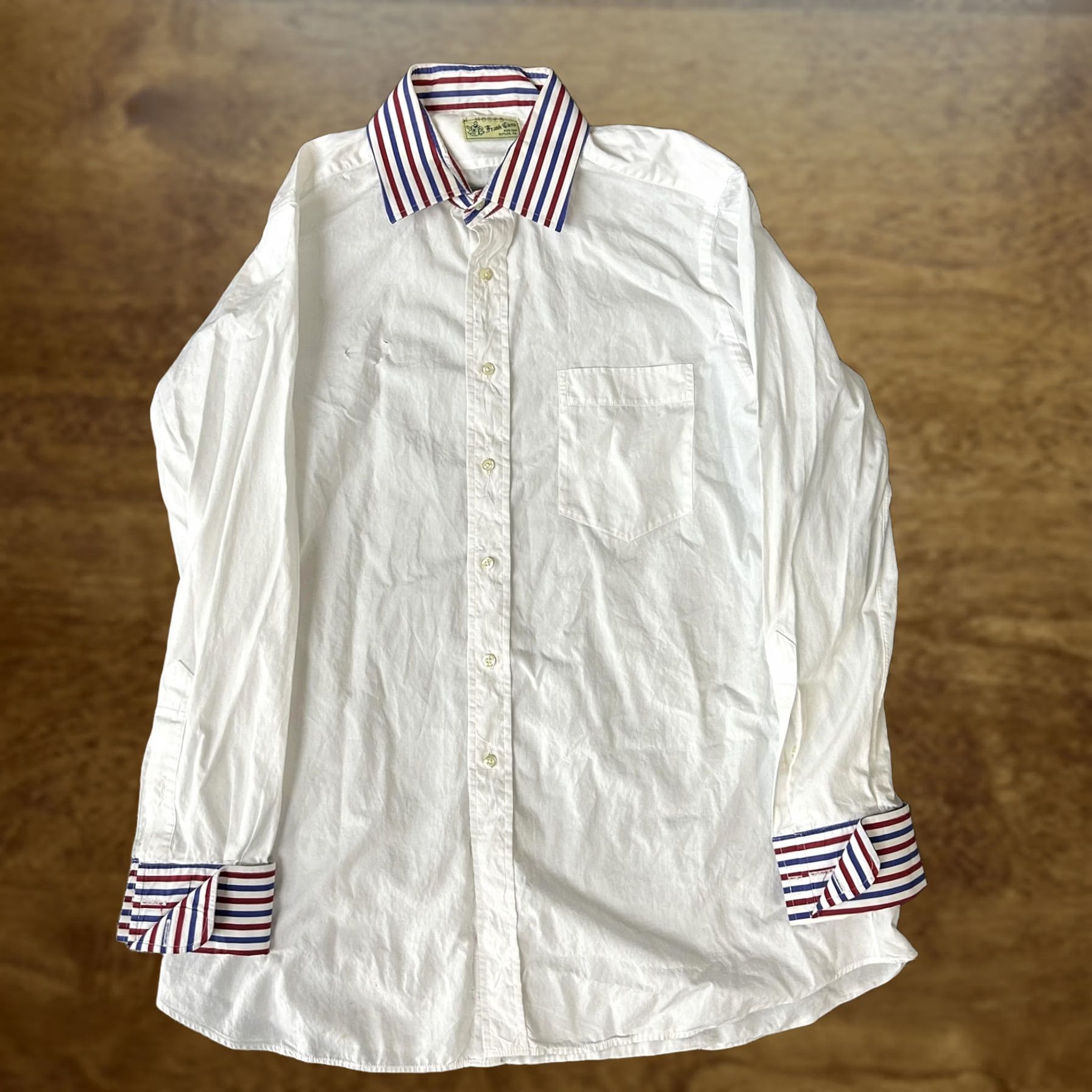Vintage VINTAGE Frank Cicco Shirt Mens Large White Contrast Stripe Collar Cuffs Custom USA Size US L / EU 52-54 / 3 - 1 Thumbnail