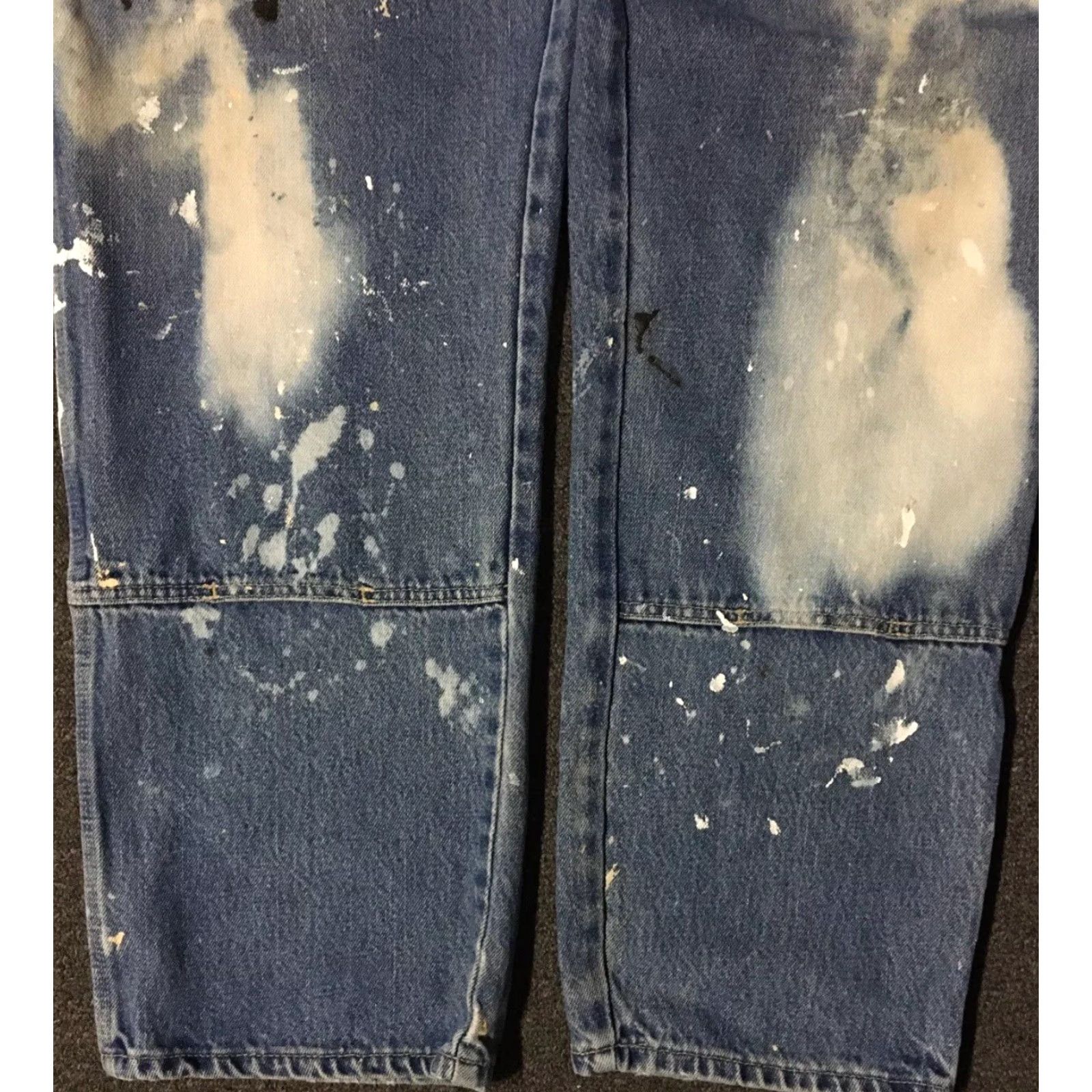 Dickies VINTAGE Dickies Thrashed Faded Distressed Double Knee Paint Jeans 38 Blue Denim Mens Jeans 90s Grunge Biker Work Trucker Destroyed Painted Splatter Size US 38 / EU 54 - 6 Thumbnail