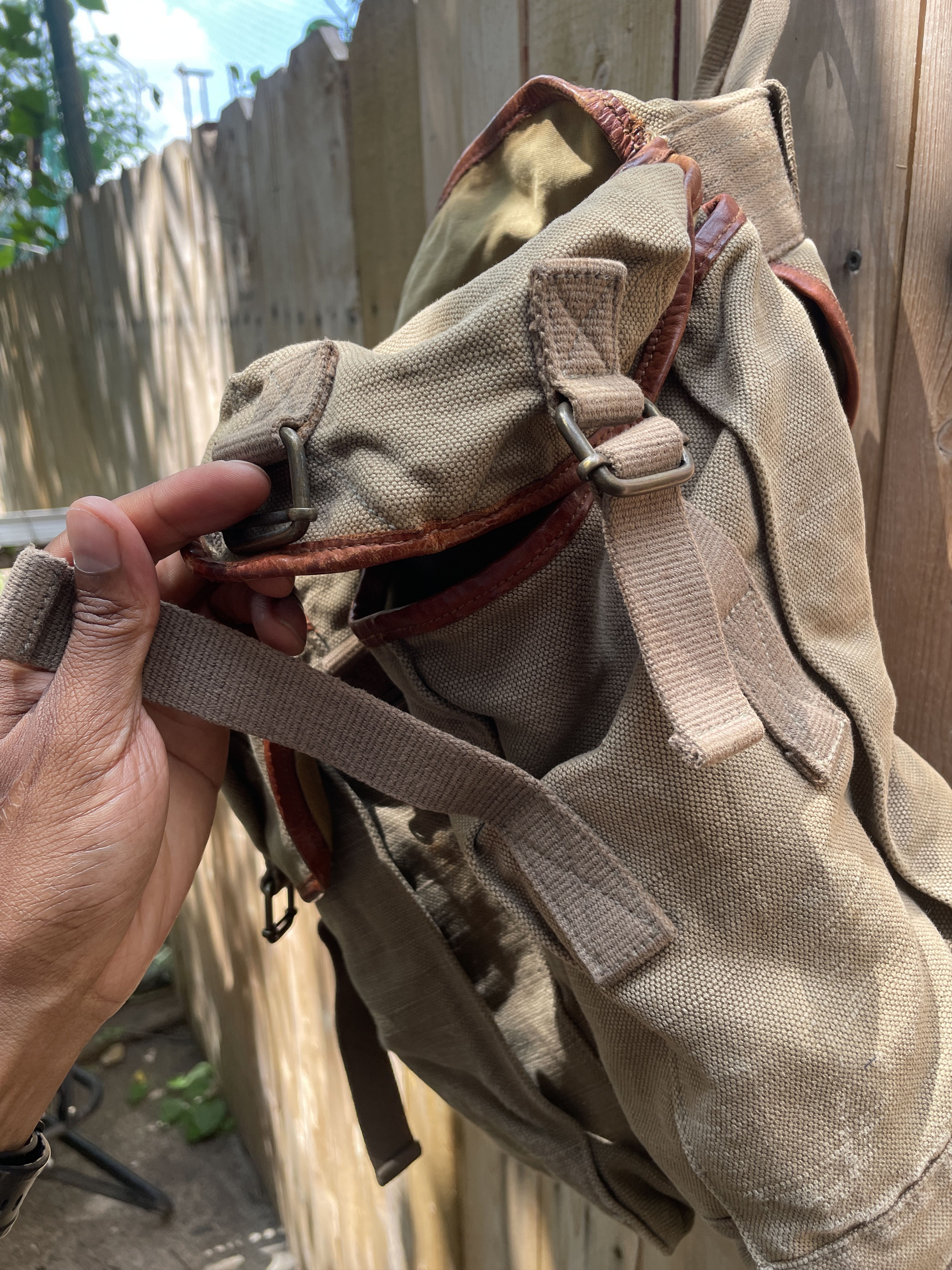 Lucky Brand Military Heavy Canvas and Leather Rucksack Lucky Brand Size ONE SIZE - 11 Thumbnail