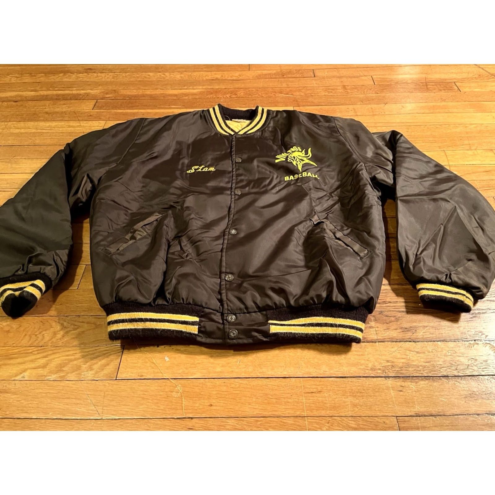 Vintage VINTAGE Birdie Vikings Baseball Satin Bomber Jacket Men’s XL Brown Quilt Lined Size US XL / EU 56 / 4 - 2 Thumbnail