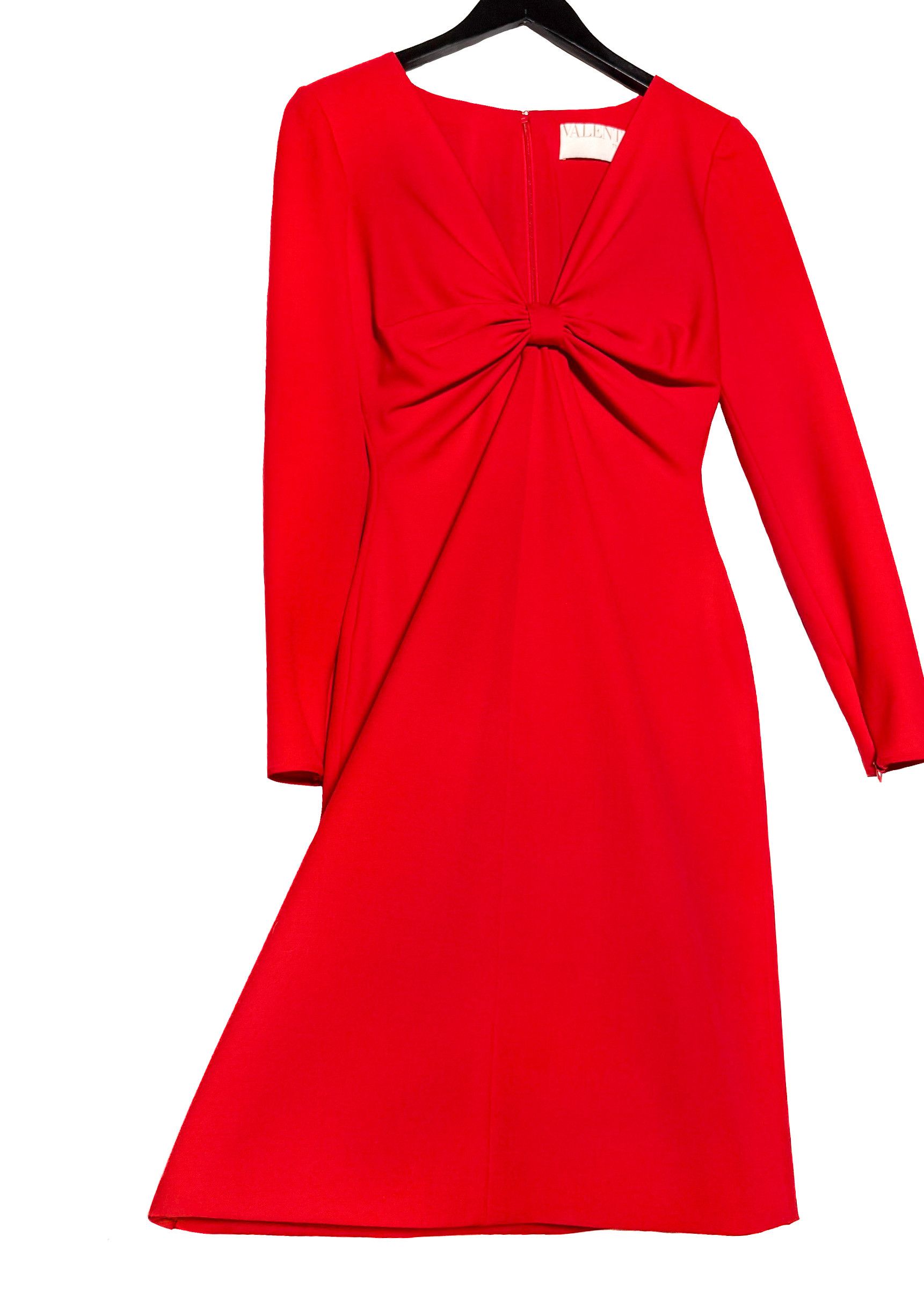 Valentino Valentino Red Techno Couture Bow Accent Long Sleeves Dress Size S / US 4 / IT 40 - 3 Thumbnail
