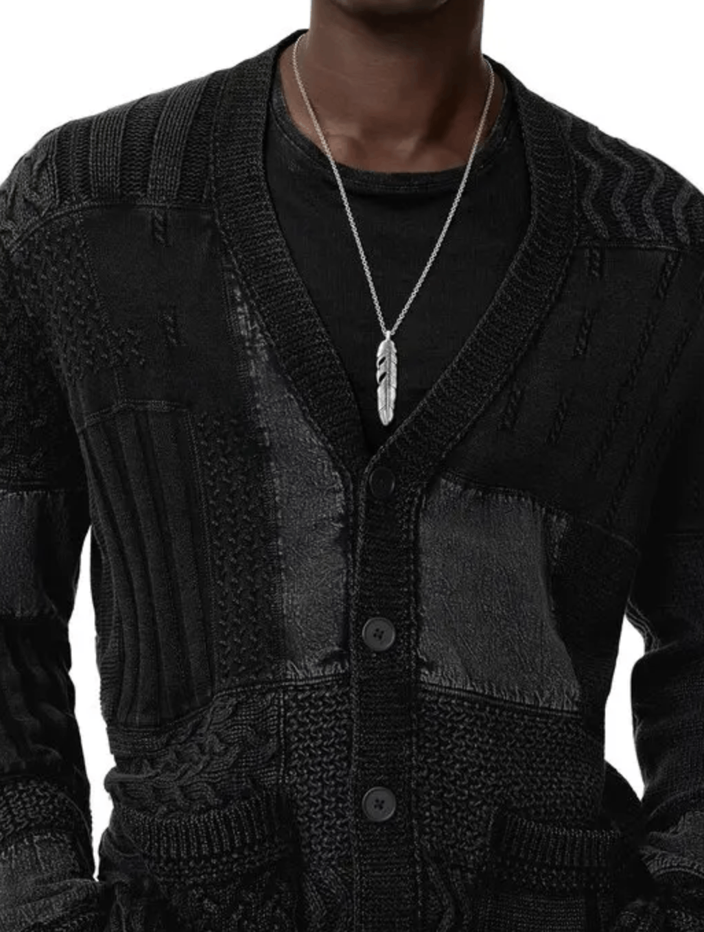 John Varvatos John Varvatos Francis Knit Patchwork Cardigan Size US XXL / EU 58 / 5 - 2 Thumbnail