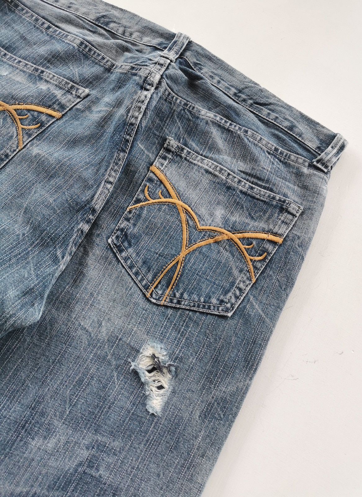 Kapital Bootcut Distressed Reworked Twist Stitch Jeans Size US 35 - 7 Thumbnail