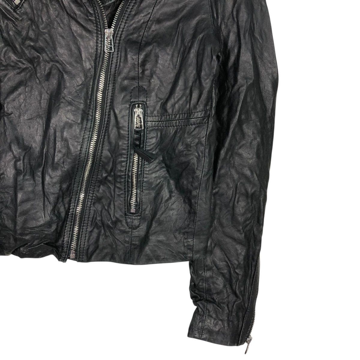 Japanese Brand 🔥VINTAGE BIKER LEATHER JACKET DOUBLE COLLAR STRADIVARIUS Size US S / EU 44-46 / 1 - 7 Thumbnail